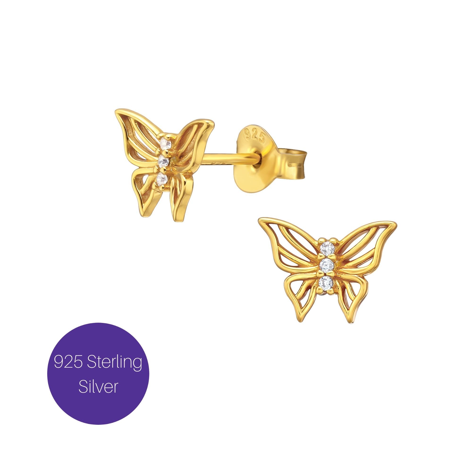 Golden Butterfly Stud Earrings Besom Boutique