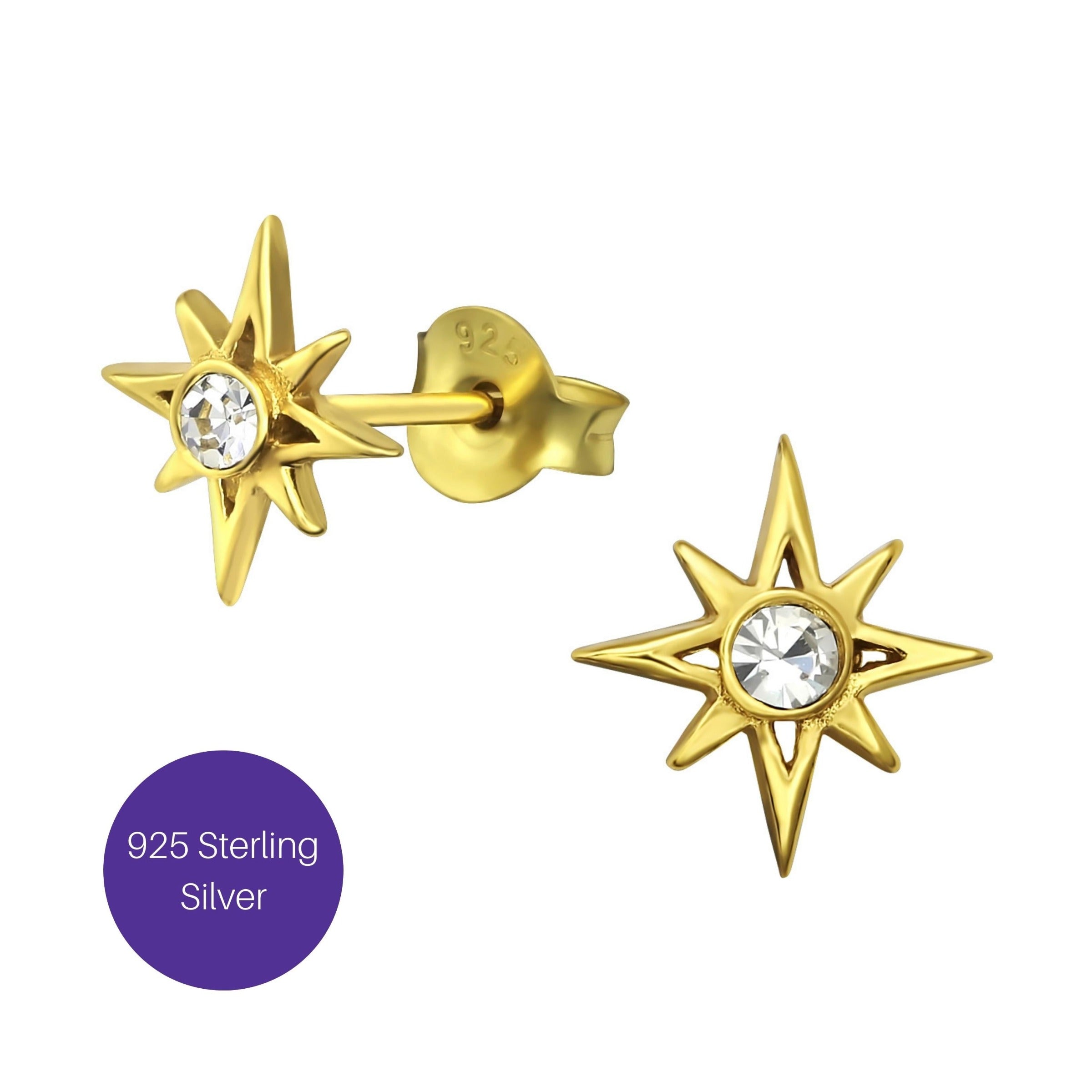 North Star Stud Earrings in Gold Besom Boutique