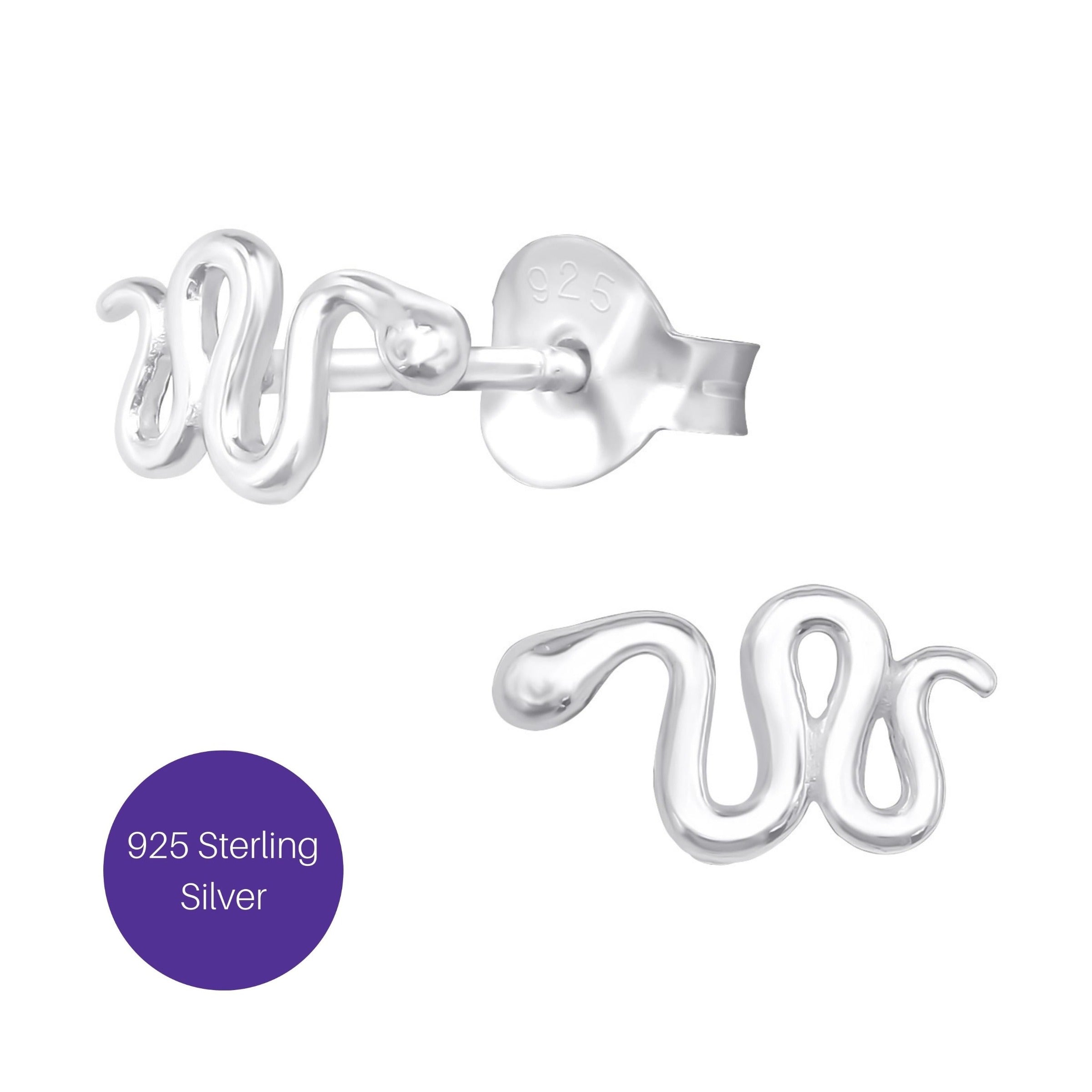 Snake Stud Earrings in Silver Besom Boutique