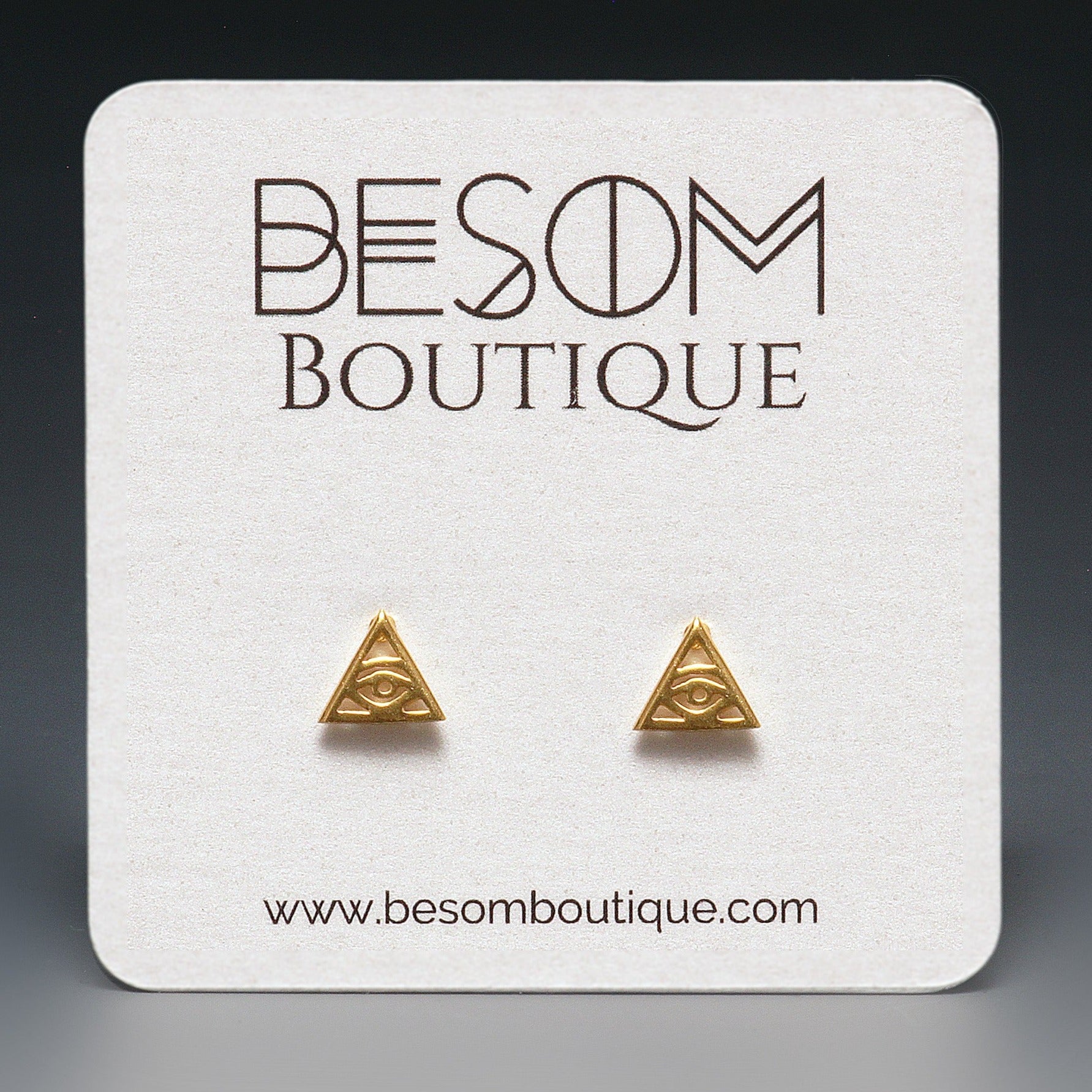 All Seeing Eye Stud Earrings in Gold Besom Boutique