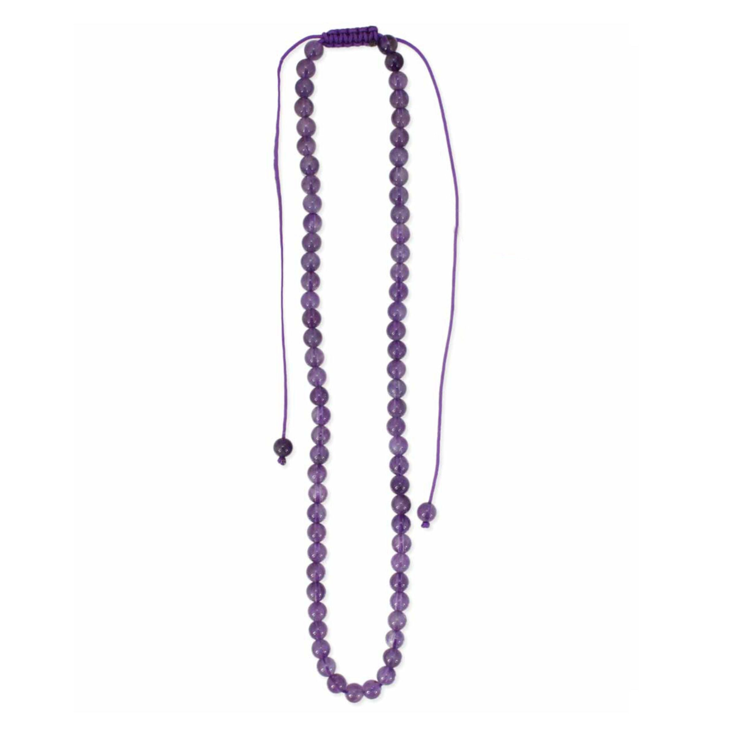 Amethyst Beaded Pull Cord Necklace Besom Boutique