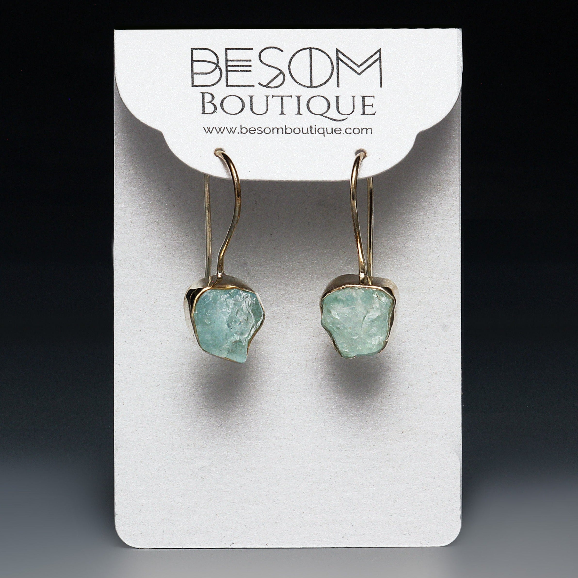 Aquamarine Raw Crystal Earrings Besom Boutique