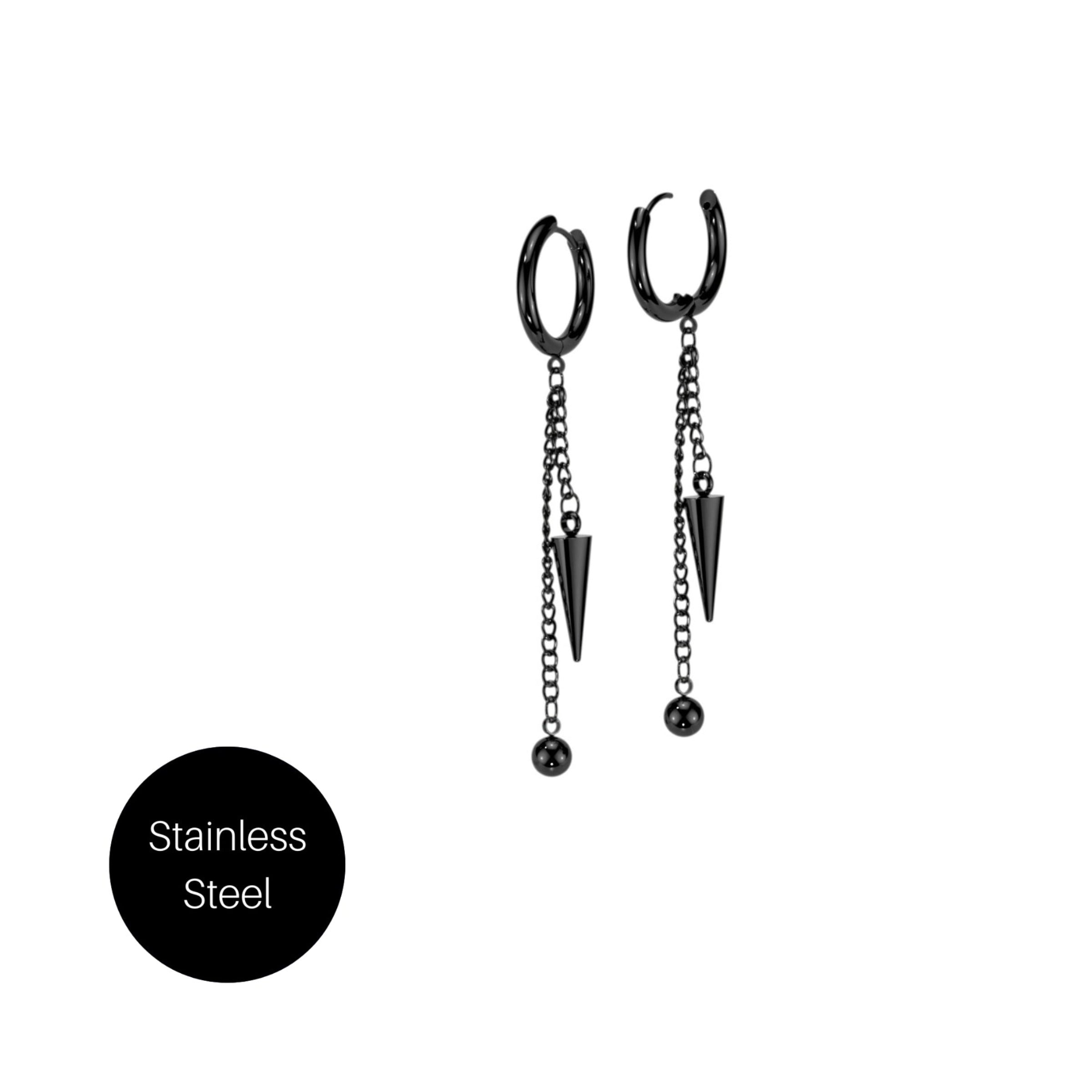 Ball and Chain Hoops in Black Besom Boutique