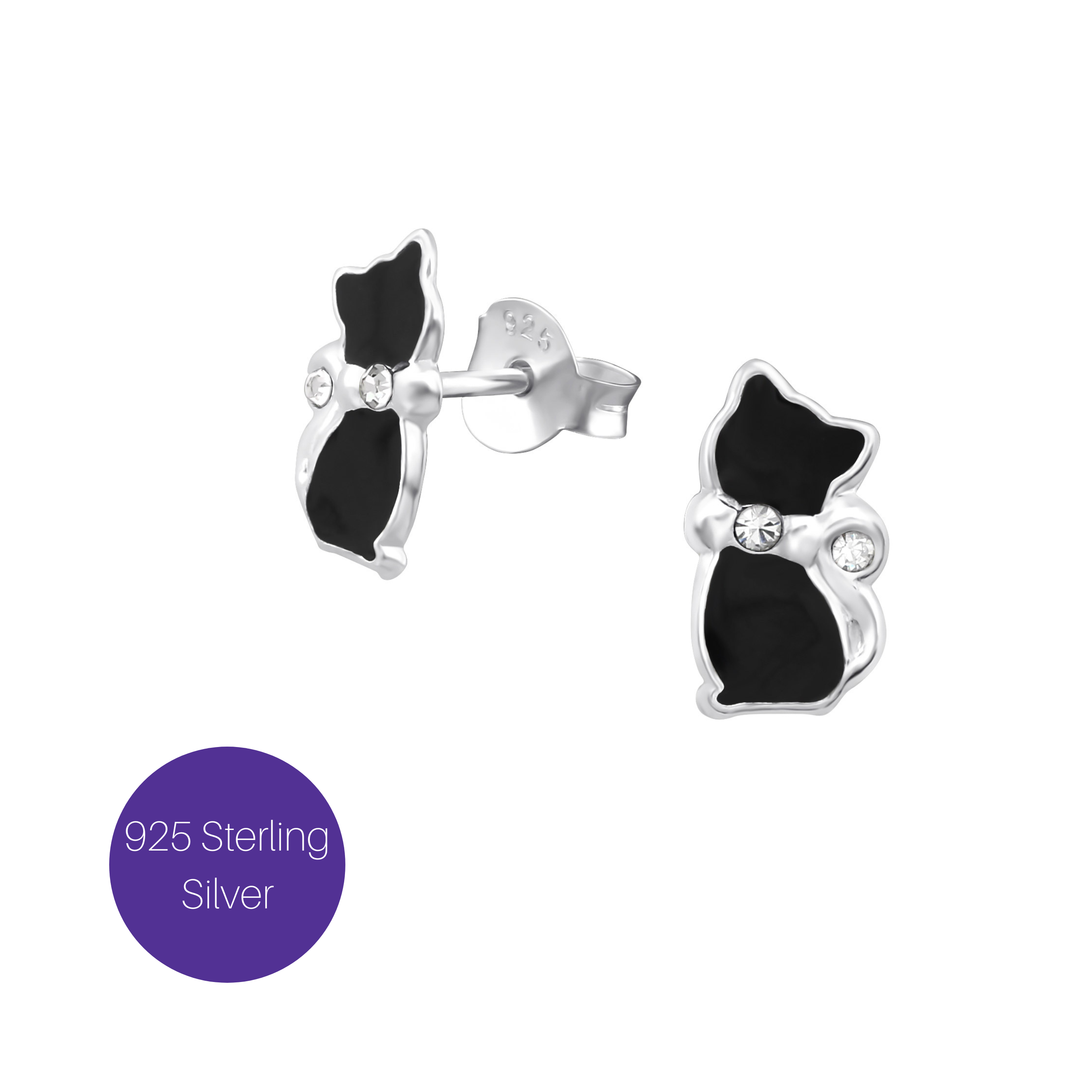 Black Bow Cat Stud Earrings Besom Boutique