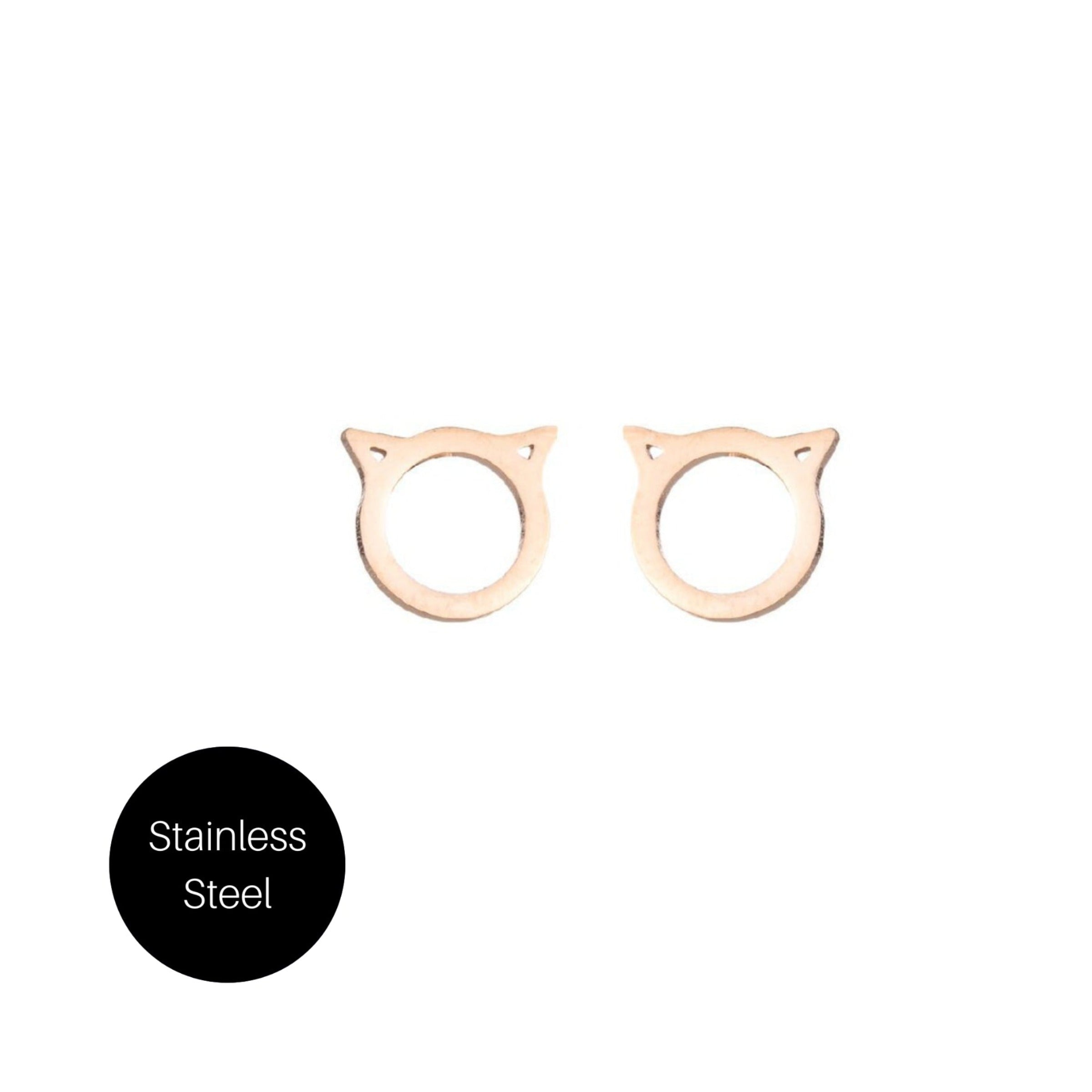 Cat Cut Out Studs in Rose Gold Besom Boutique