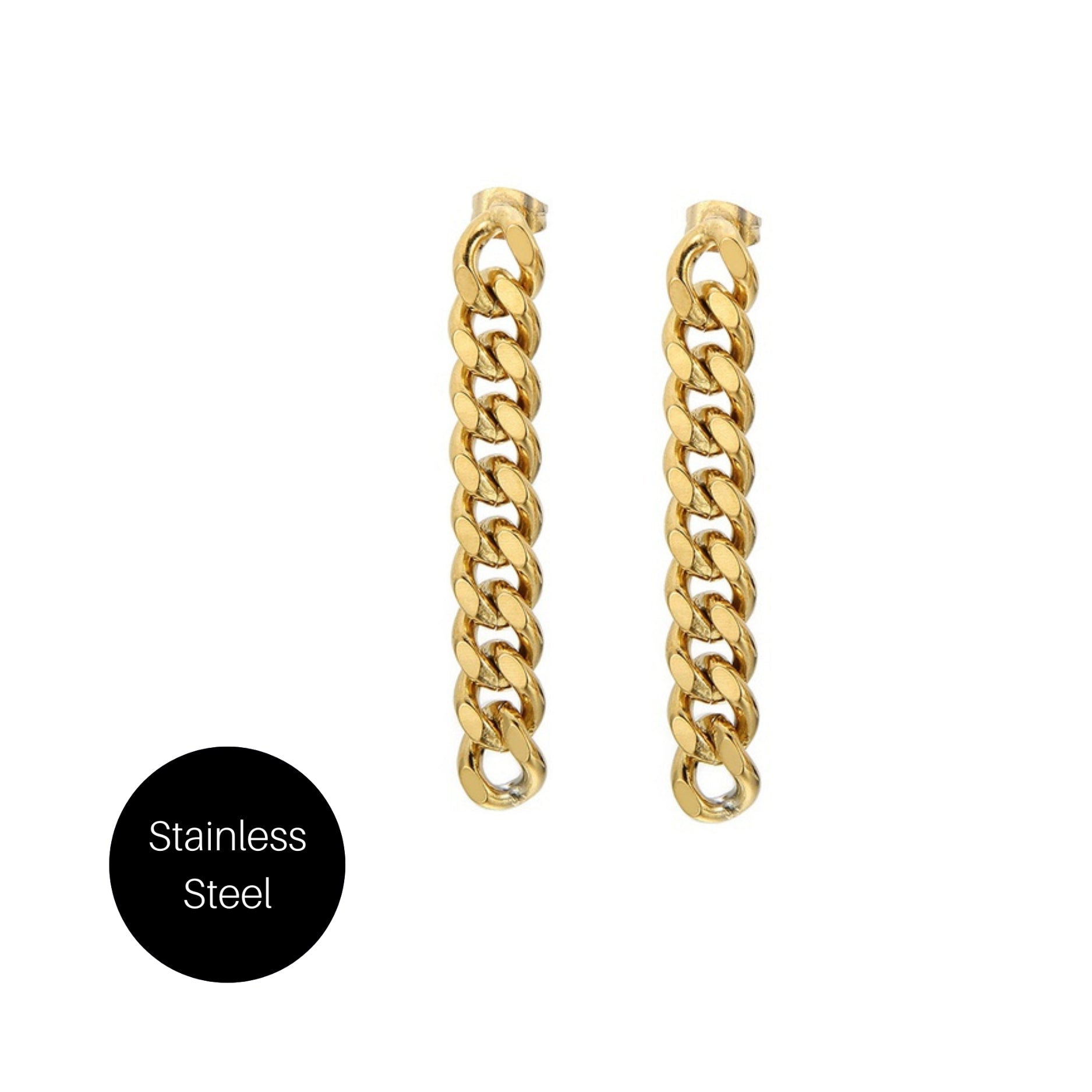 Chain Earrings in Gold (8mm) Besom Boutique