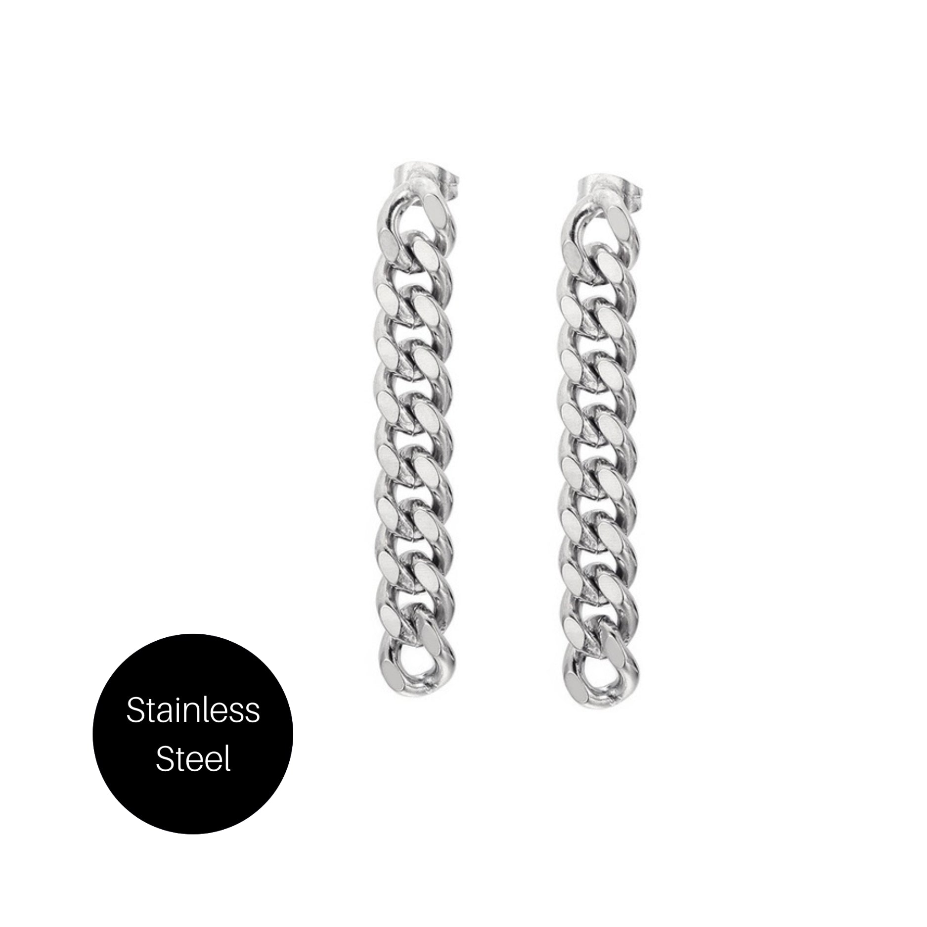 Chain Earrings in Steel (8mm) Besom Boutique