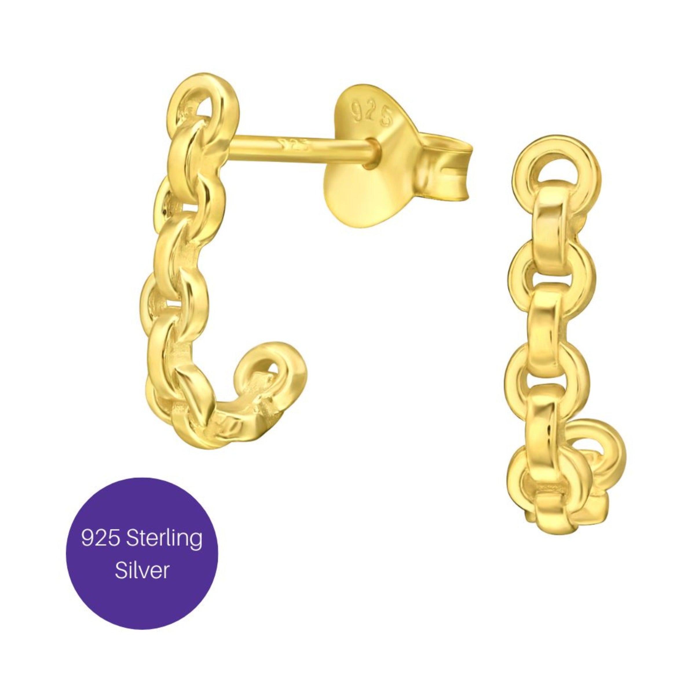 Chained Hook Stud Earrings in Gold Besom Boutique