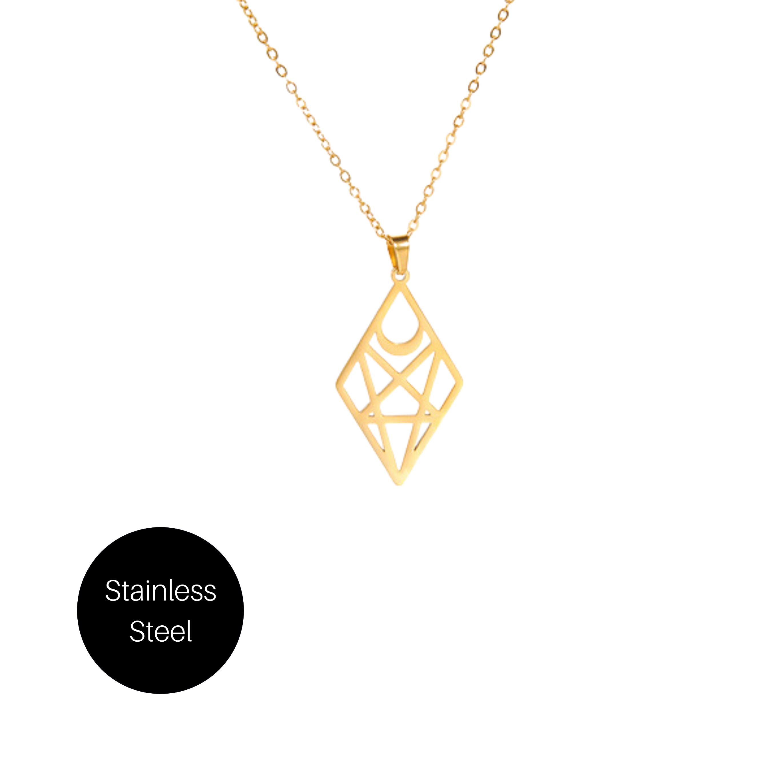 Crescent Moon Pentacle Necklace in Gold Besom Boutique