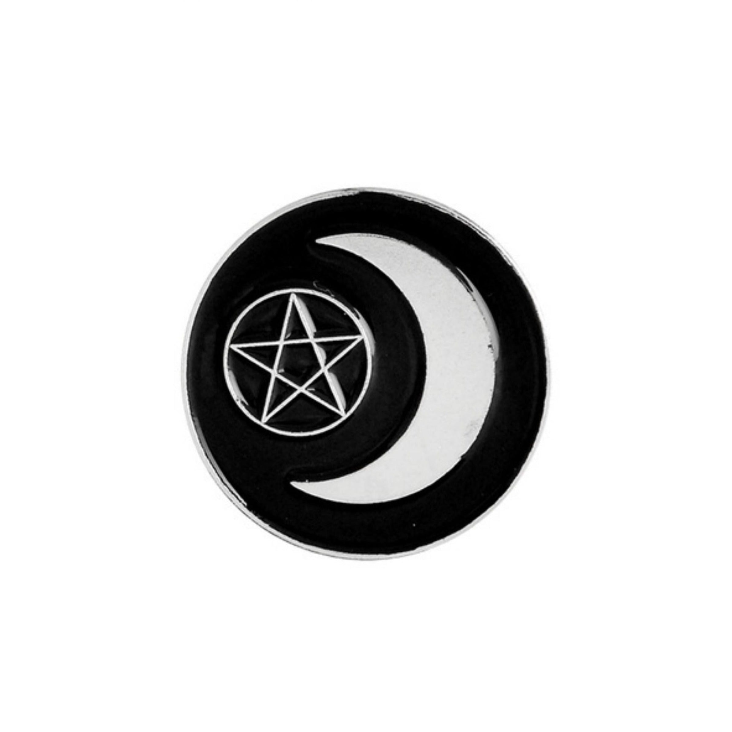 Crescent Moon and Pentacle Enamel Pin Besom Boutique