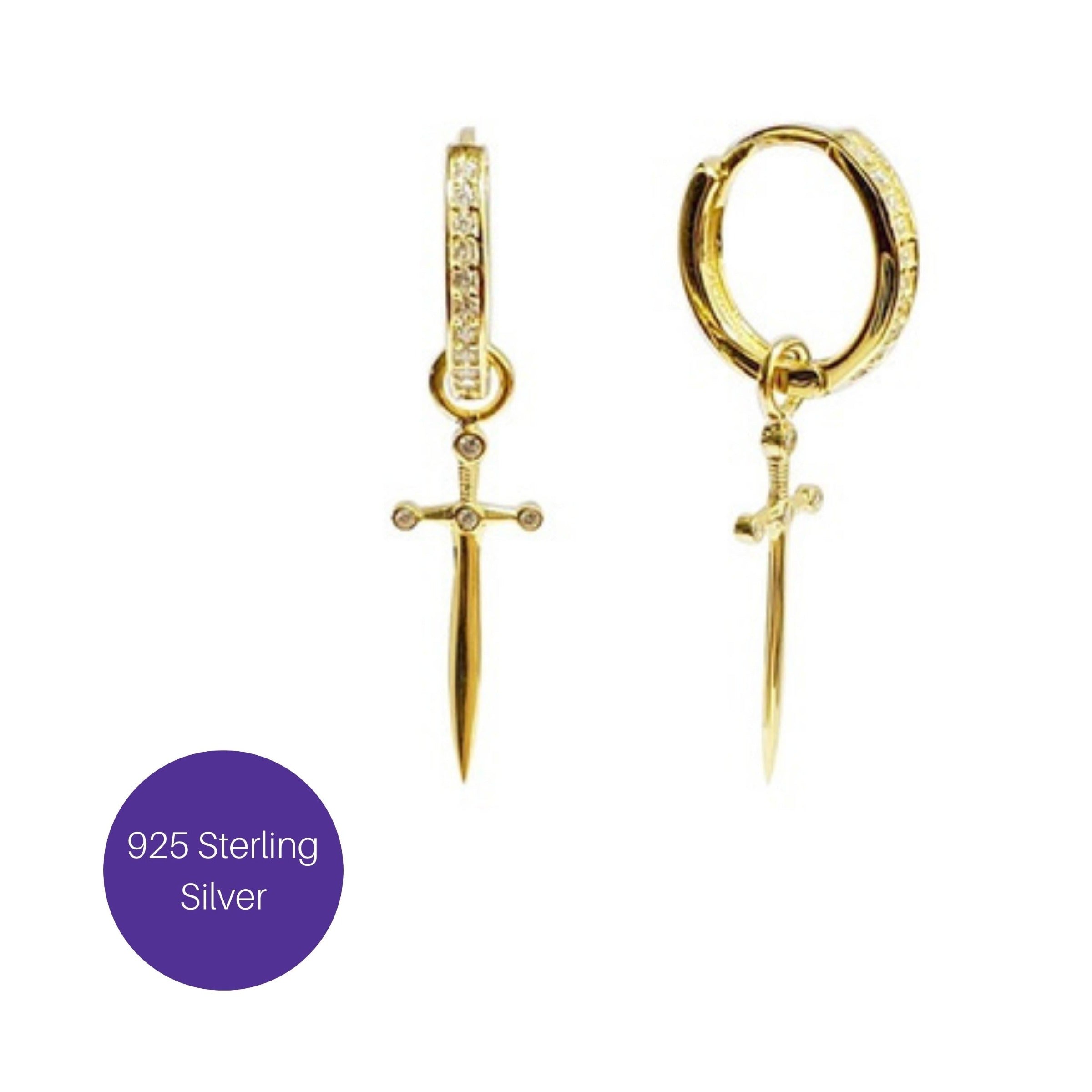 Dagger Hoop Earrings in Gold Besom Boutique