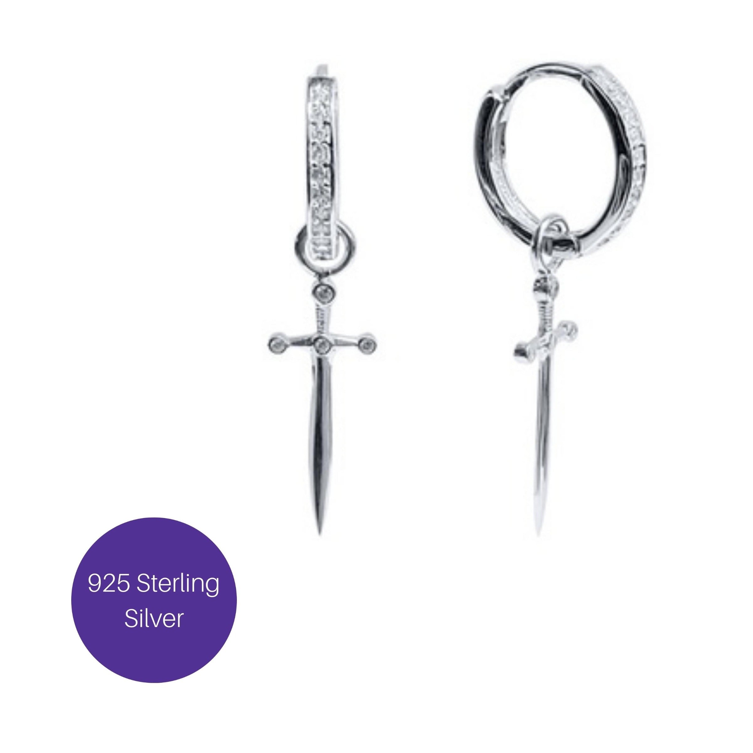 Dagger Hoop Earrings in Silver Besom Boutique