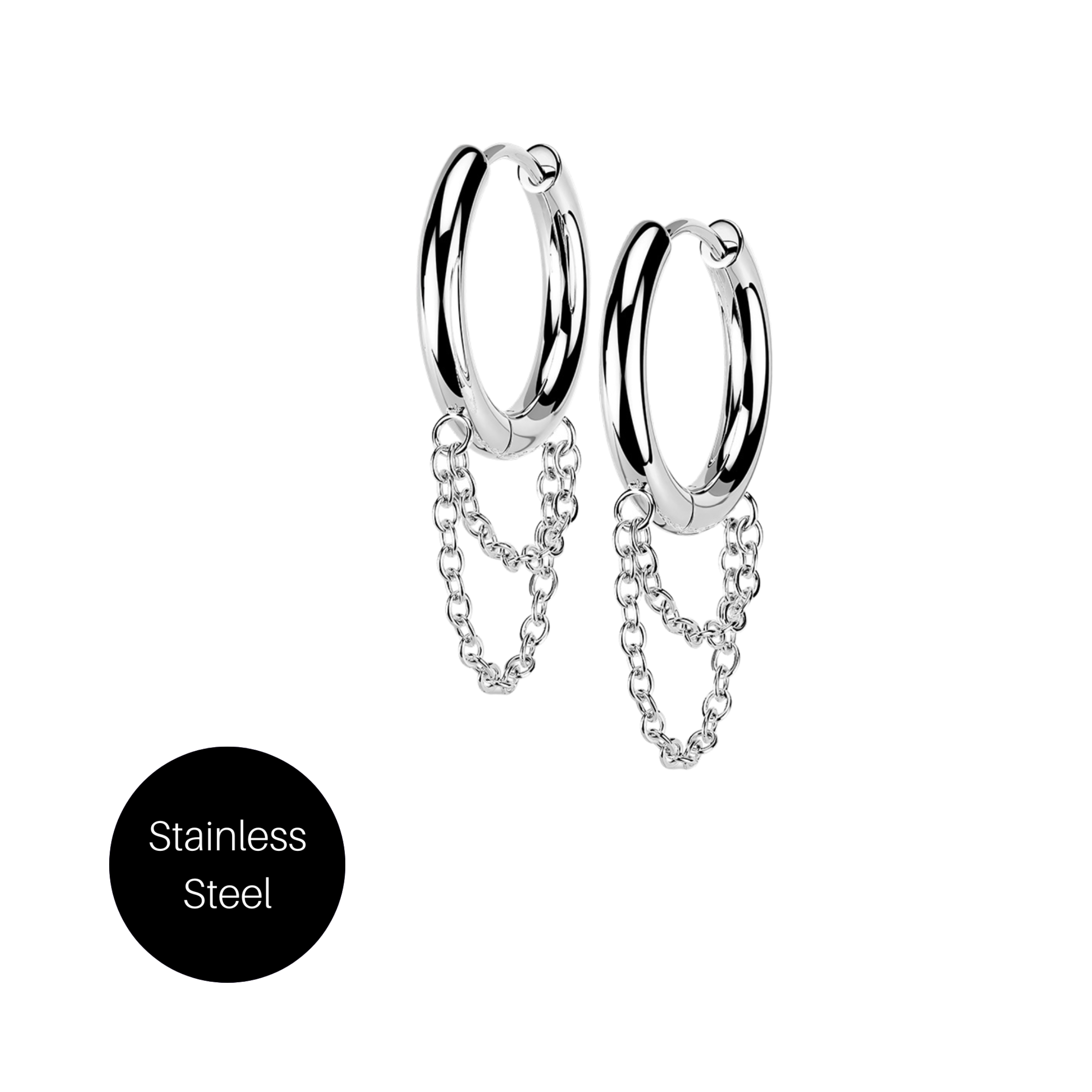 Double Chained Hoops in Steel Besom Boutique