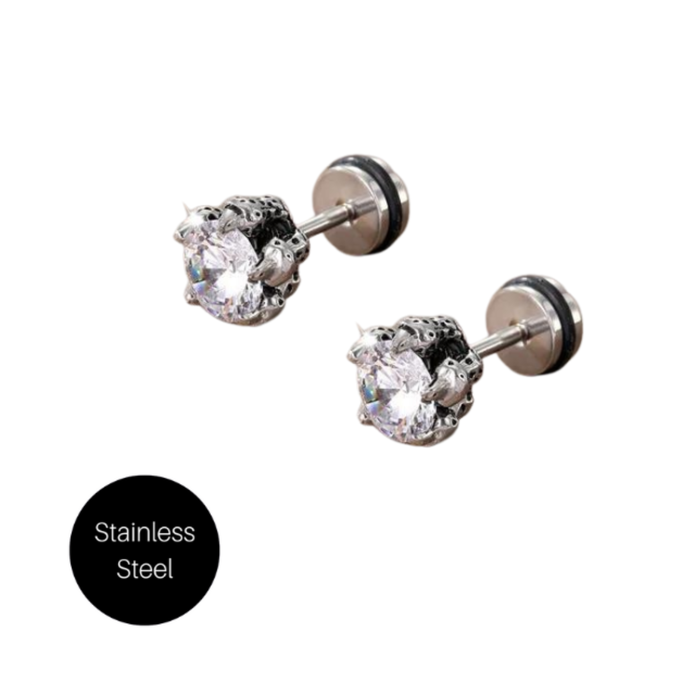 Dragon Claw Crystal Studs in Steel Besom Boutique