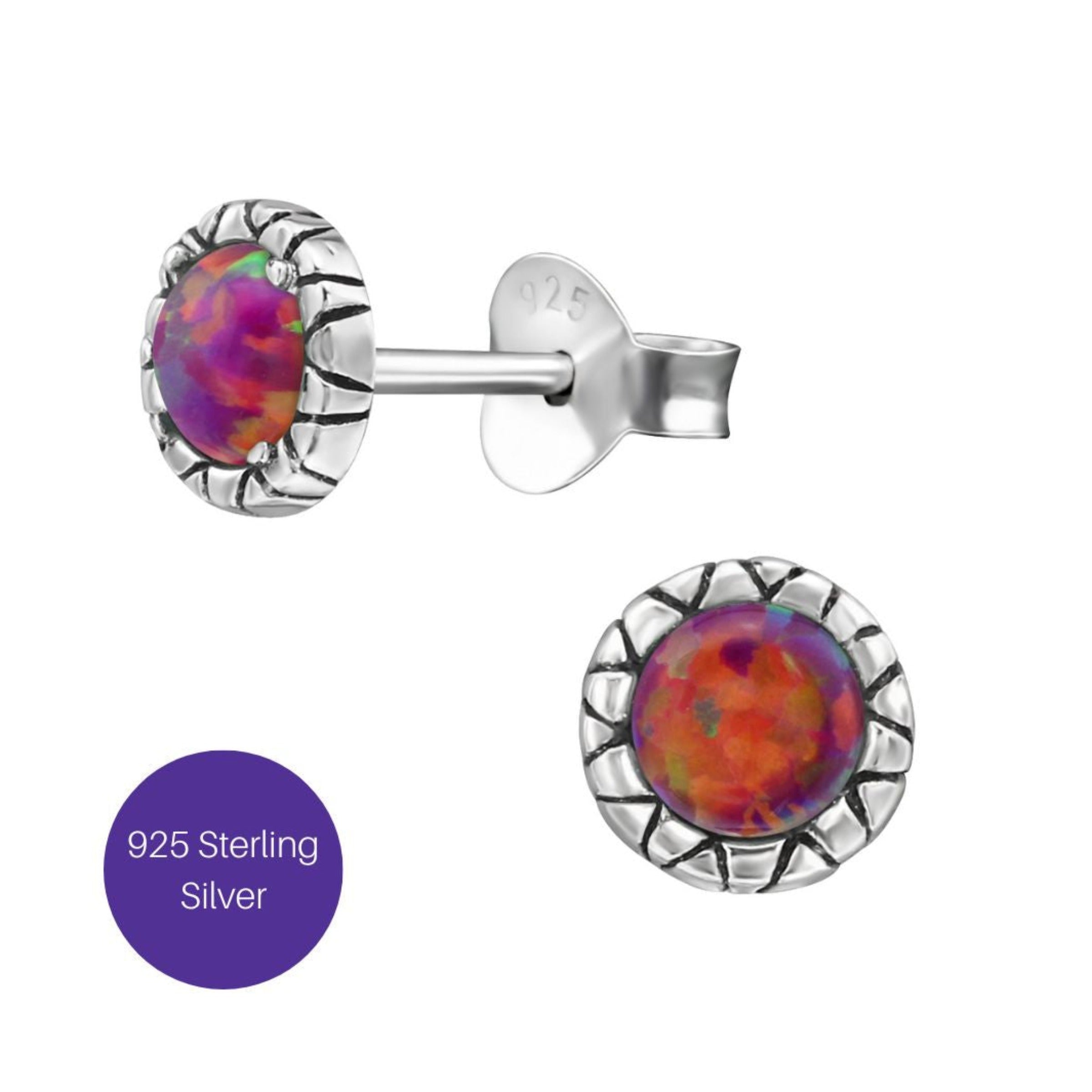 Dragon Eye Stud Earrings in Fire Red Opalite Besom Boutique