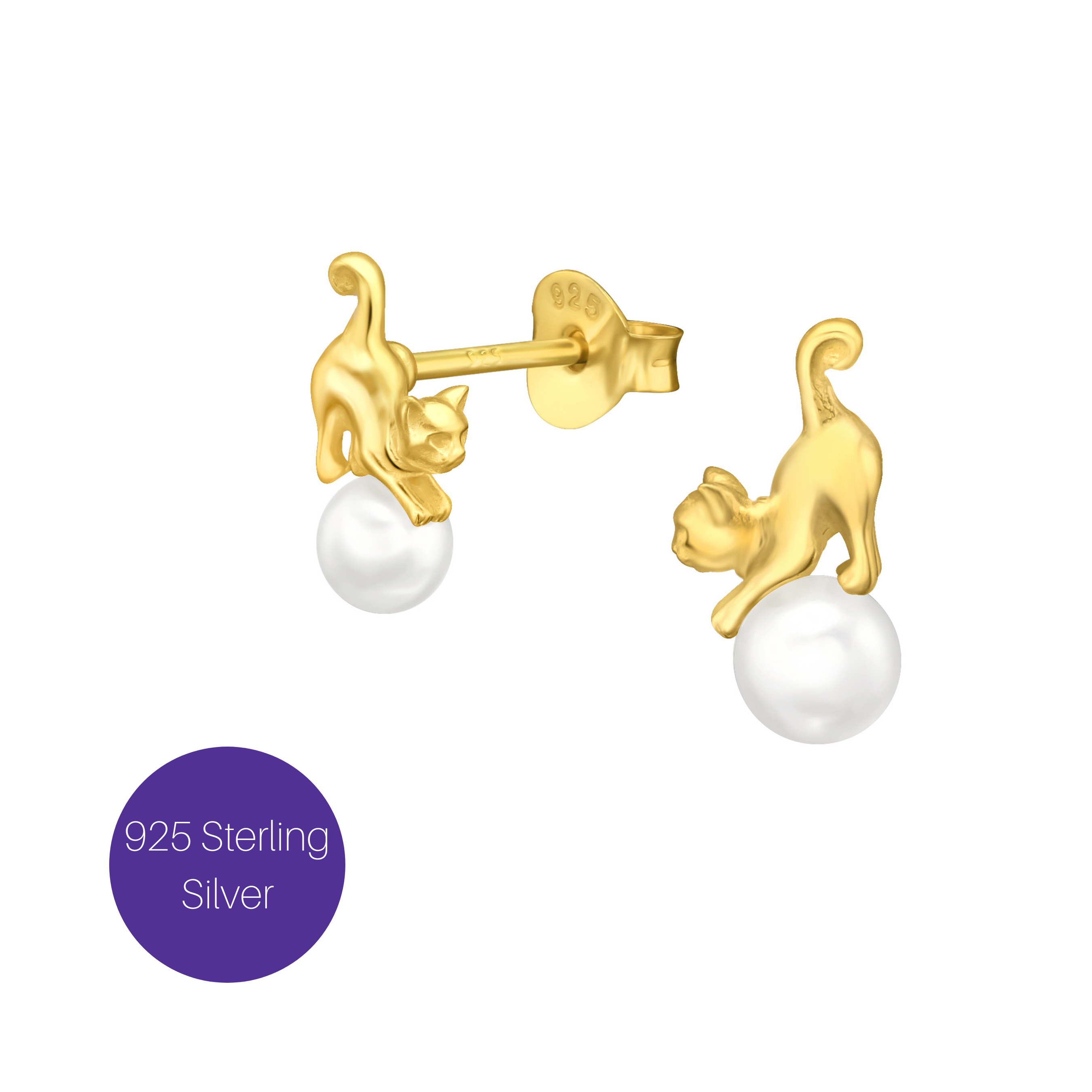 Fancy Cat Stud Earrings Besom Boutique