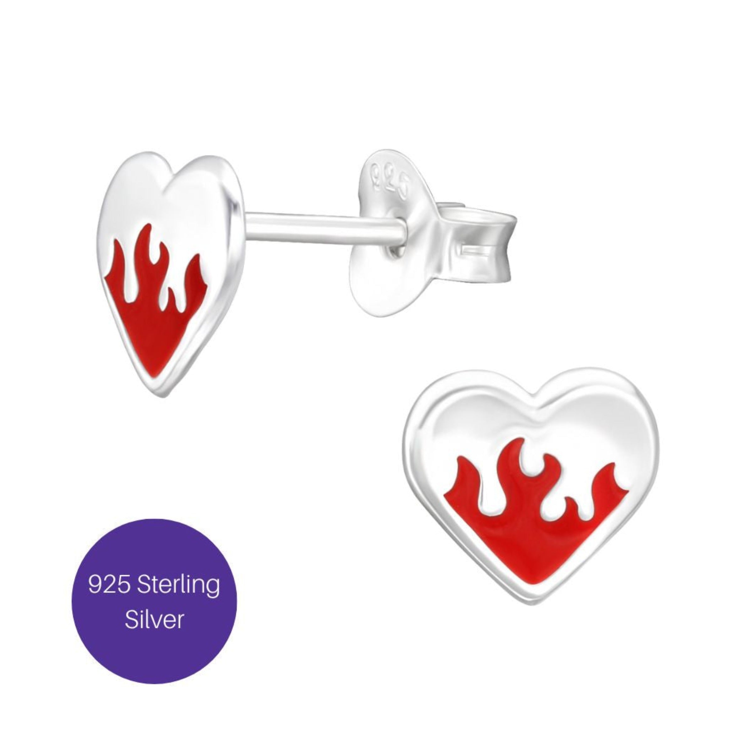 Flaming Heart Stud Earrings Besom Boutique