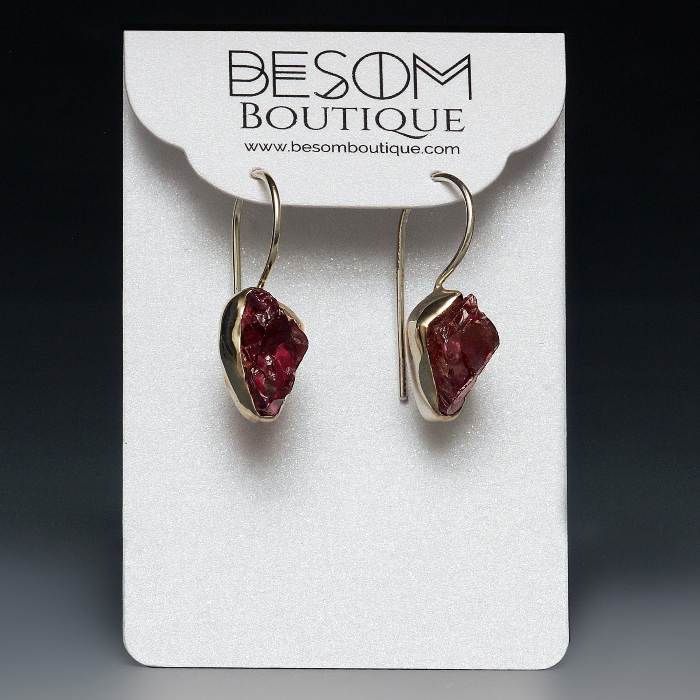 Garnet Raw Crystal Earrings Besom Boutique