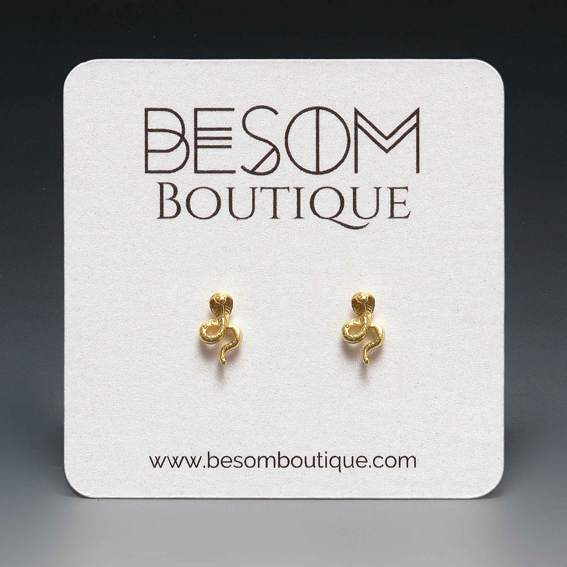 Golden Cobra Stud Earrings Besom Boutique