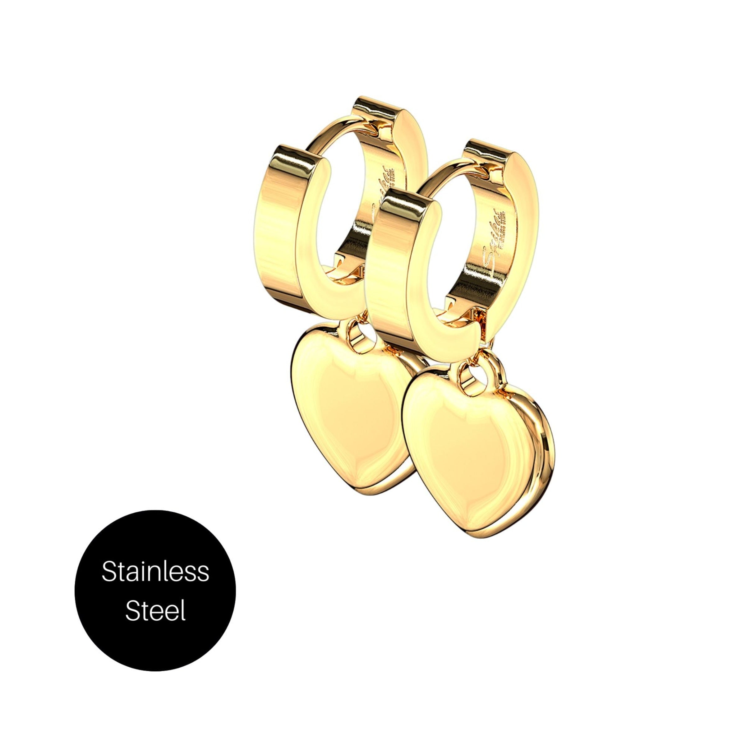 Heart Charm Hoops in Gold Besom Boutique