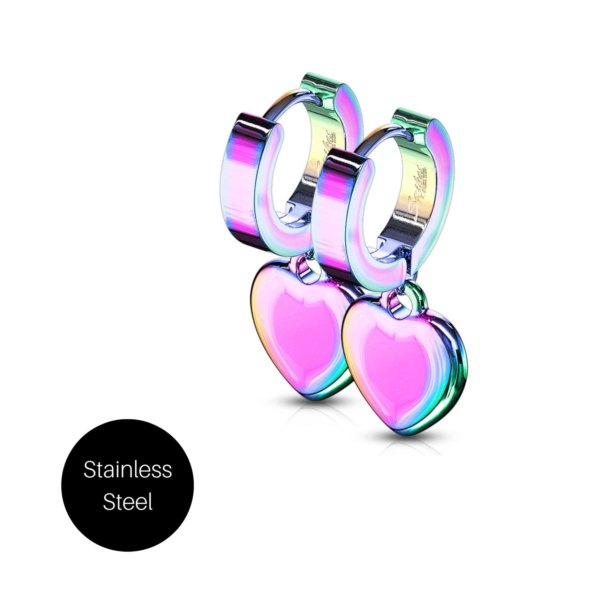 Heart Charm Hoops in Rainbow Besom Boutique