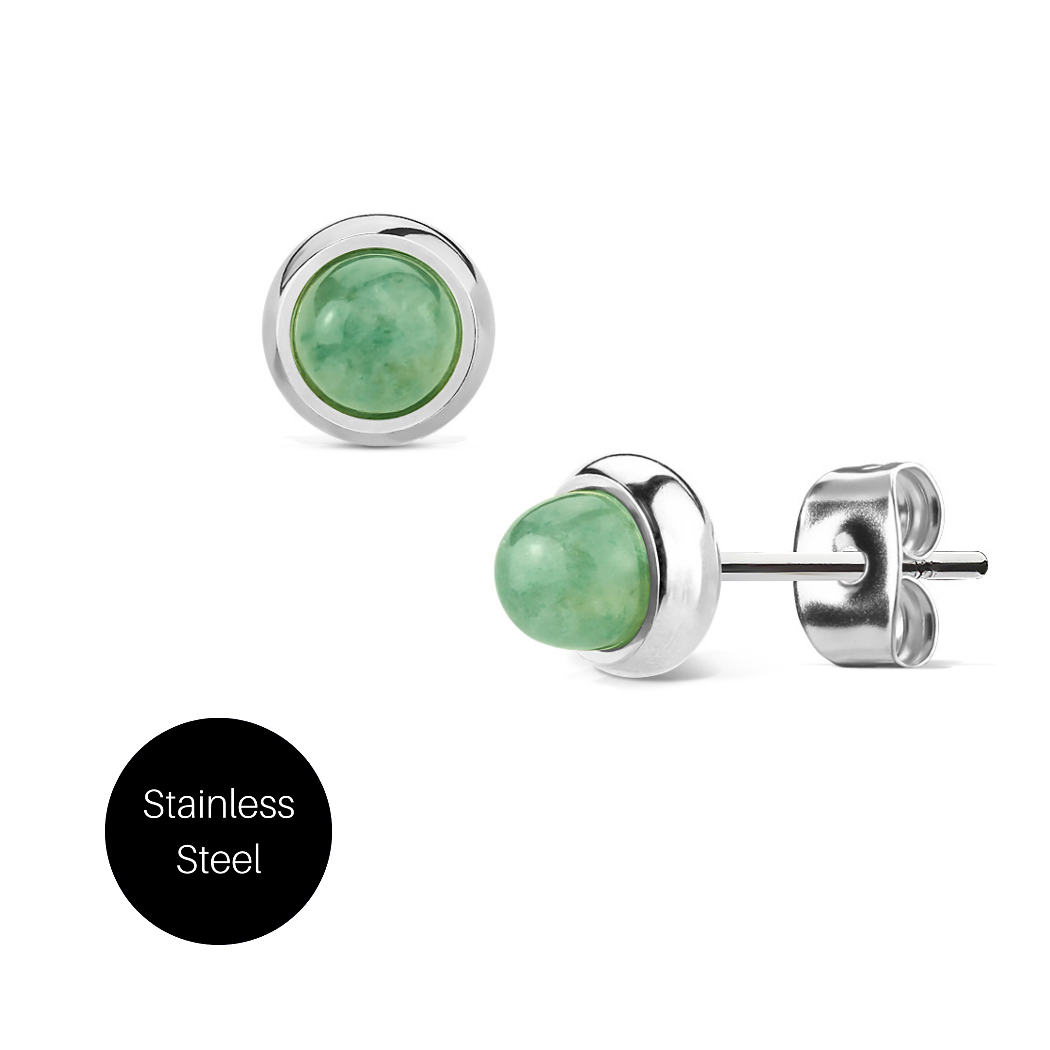 Jade Stud Earrings in Stainless Steel Besom Boutique