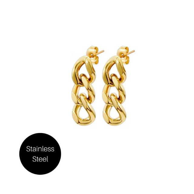 Large Link Chain Earrings in Gold Besom Boutique