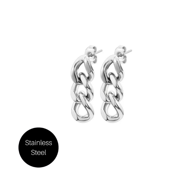 Large Link Chain Earrings in Steel Besom Boutique
