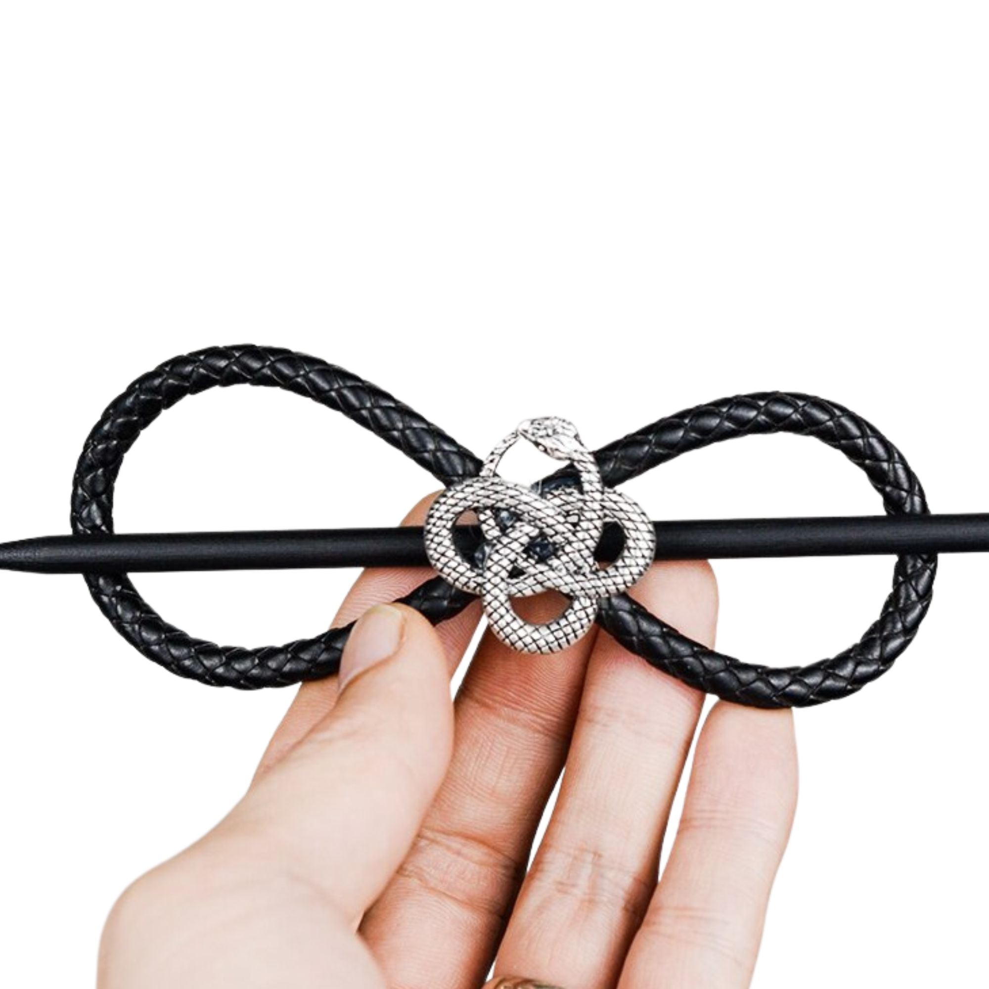 Leather Serpent Hair Pin Besom Boutique