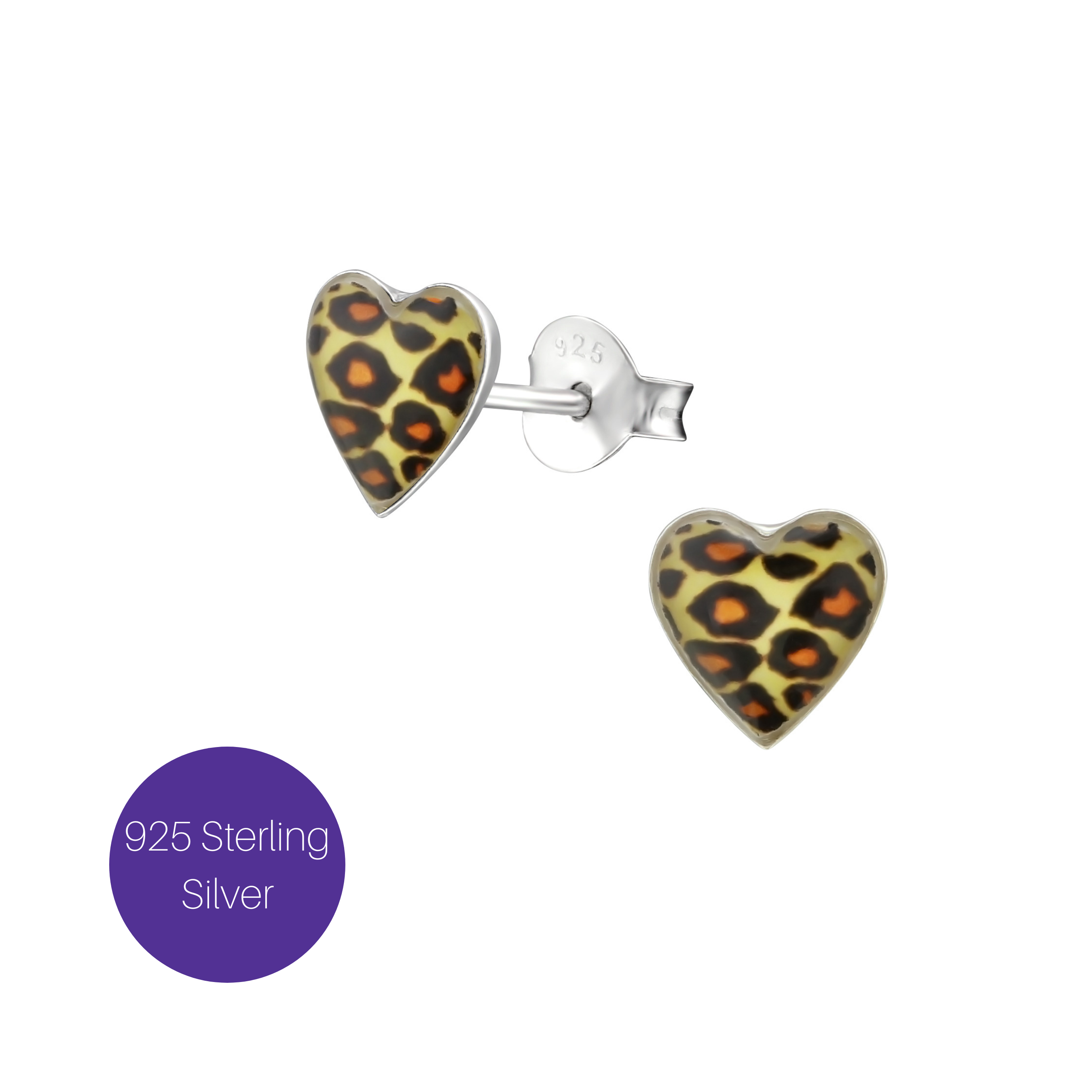 Leopard Print Heart Stud Earrings Besom Boutique