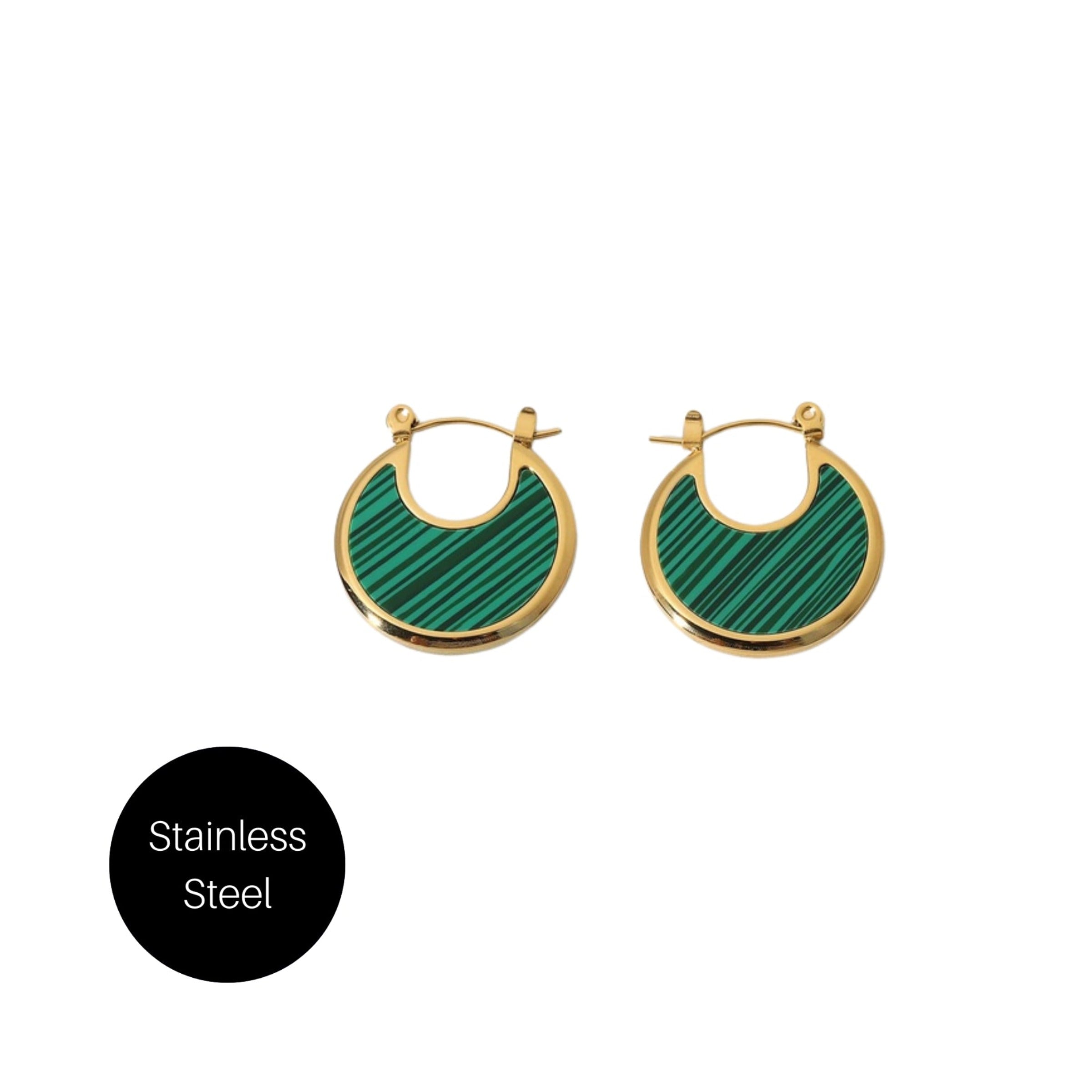 Malachite Inlayed Hoops Besom Boutique