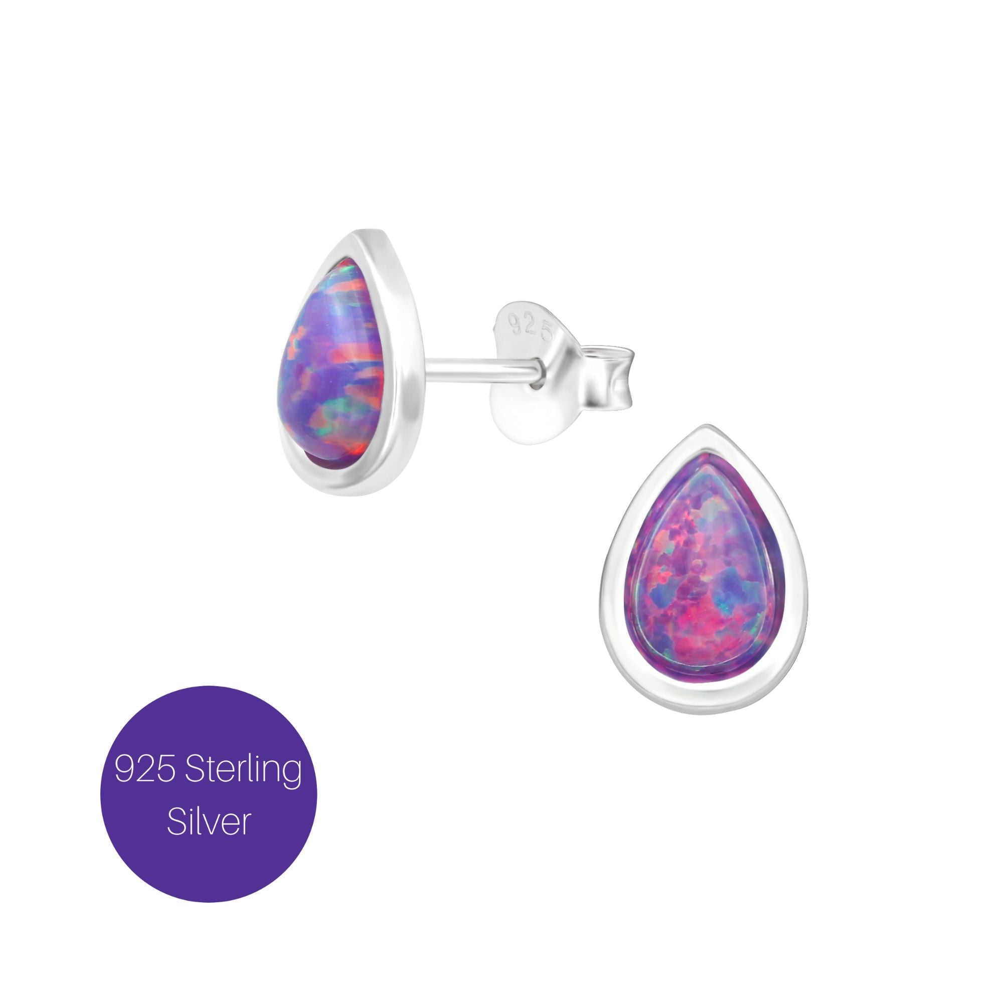 Multi Lavender Tear Drop Stud Earrings Besom Boutique