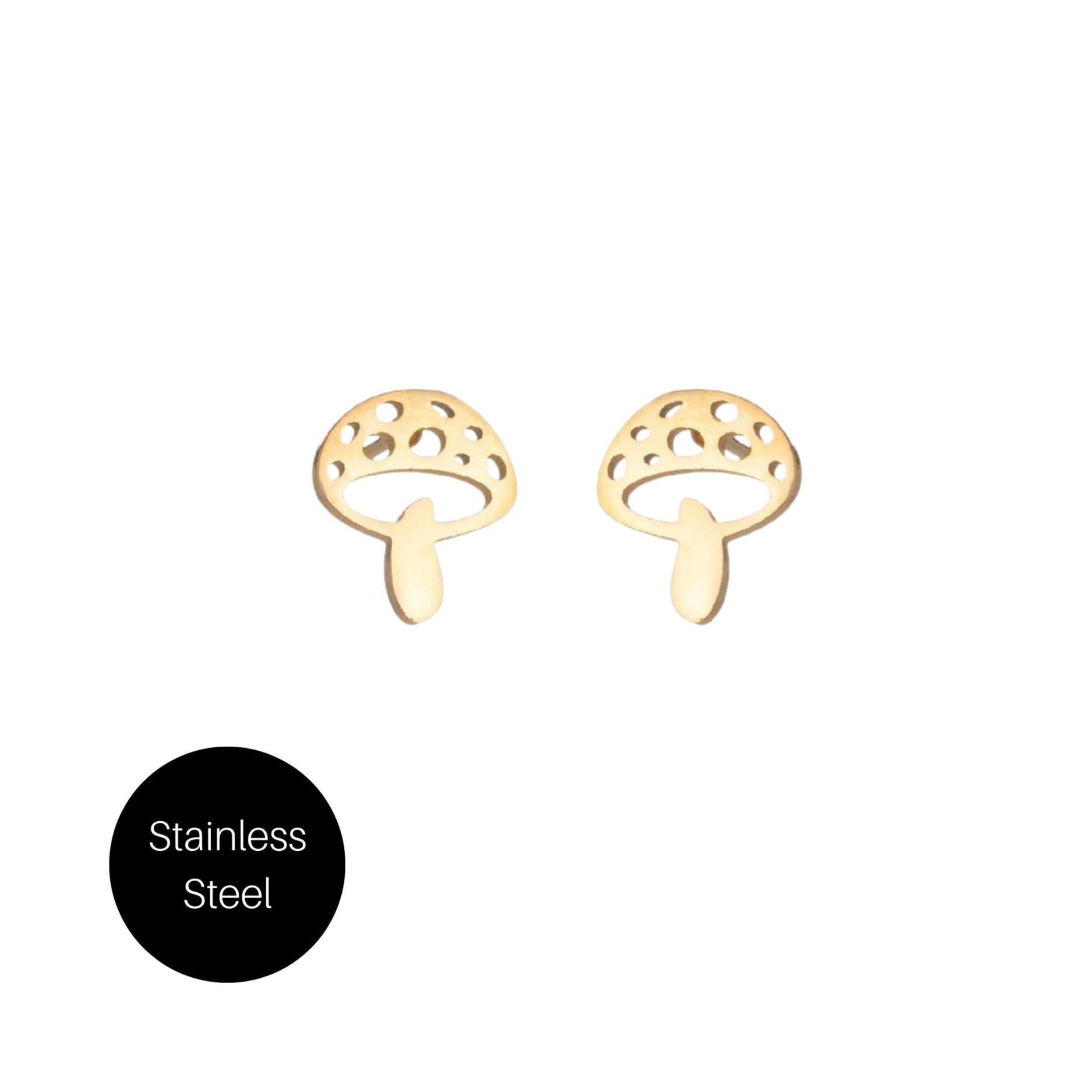 Mushroom Studs in Gold Besom Boutique