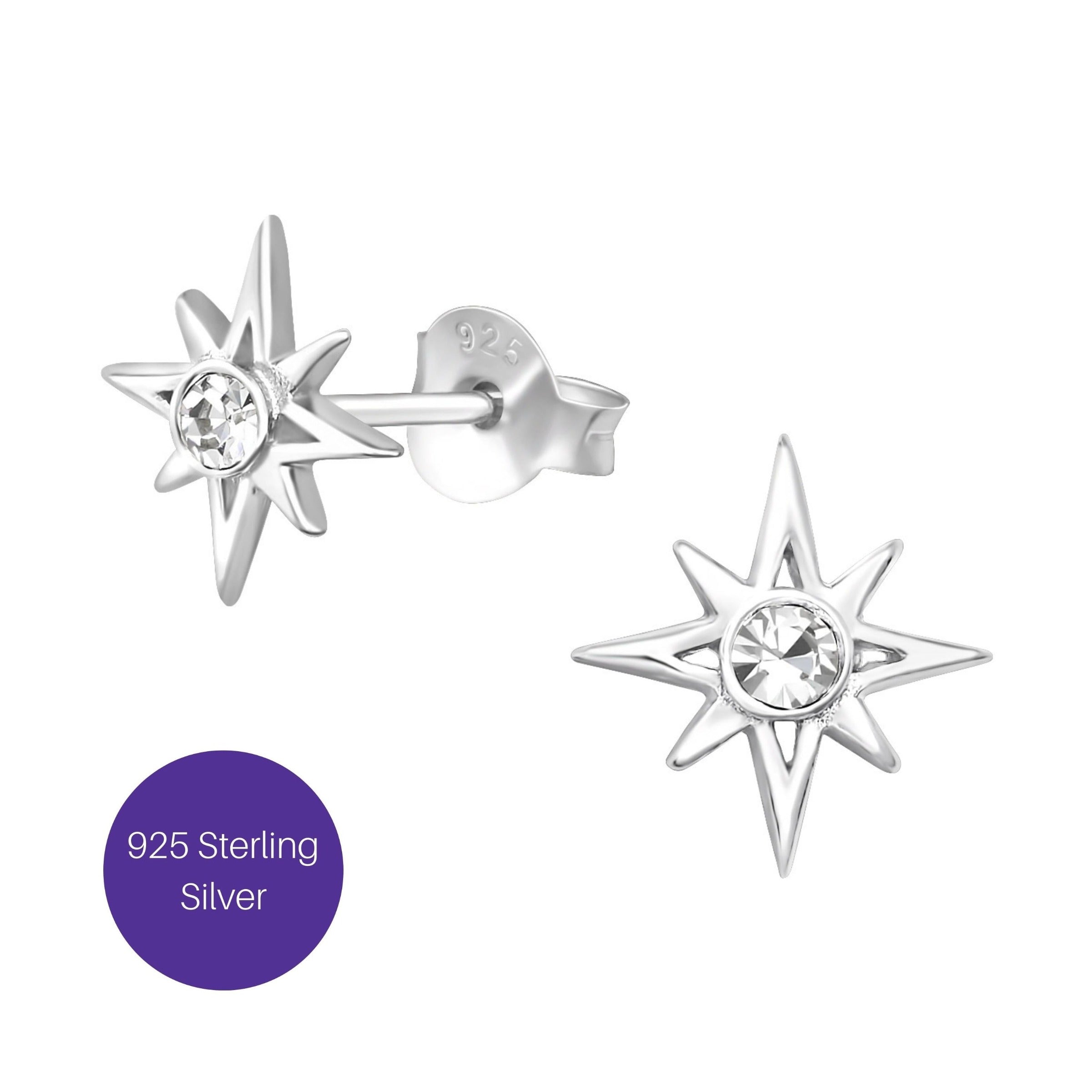 North Star Stud Earrings in Silver Besom Boutique
