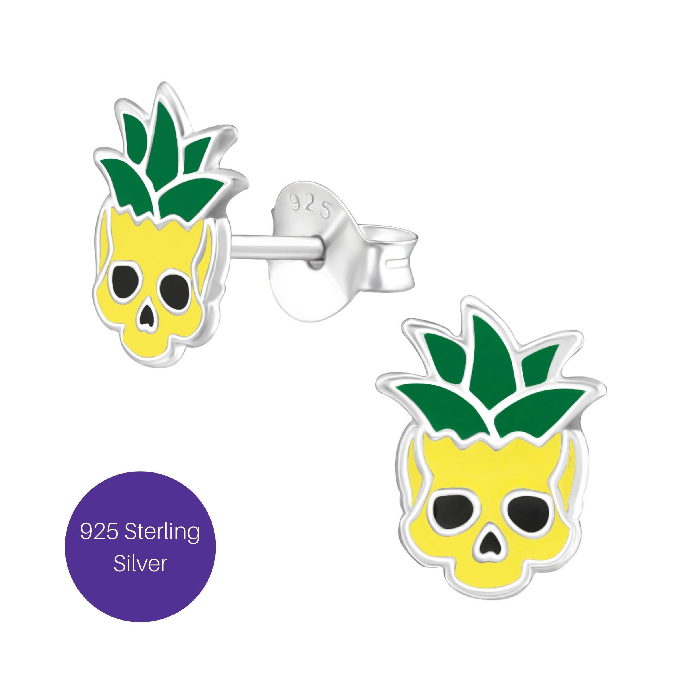 Pineapple Skull Stud Earrings Besom Boutique