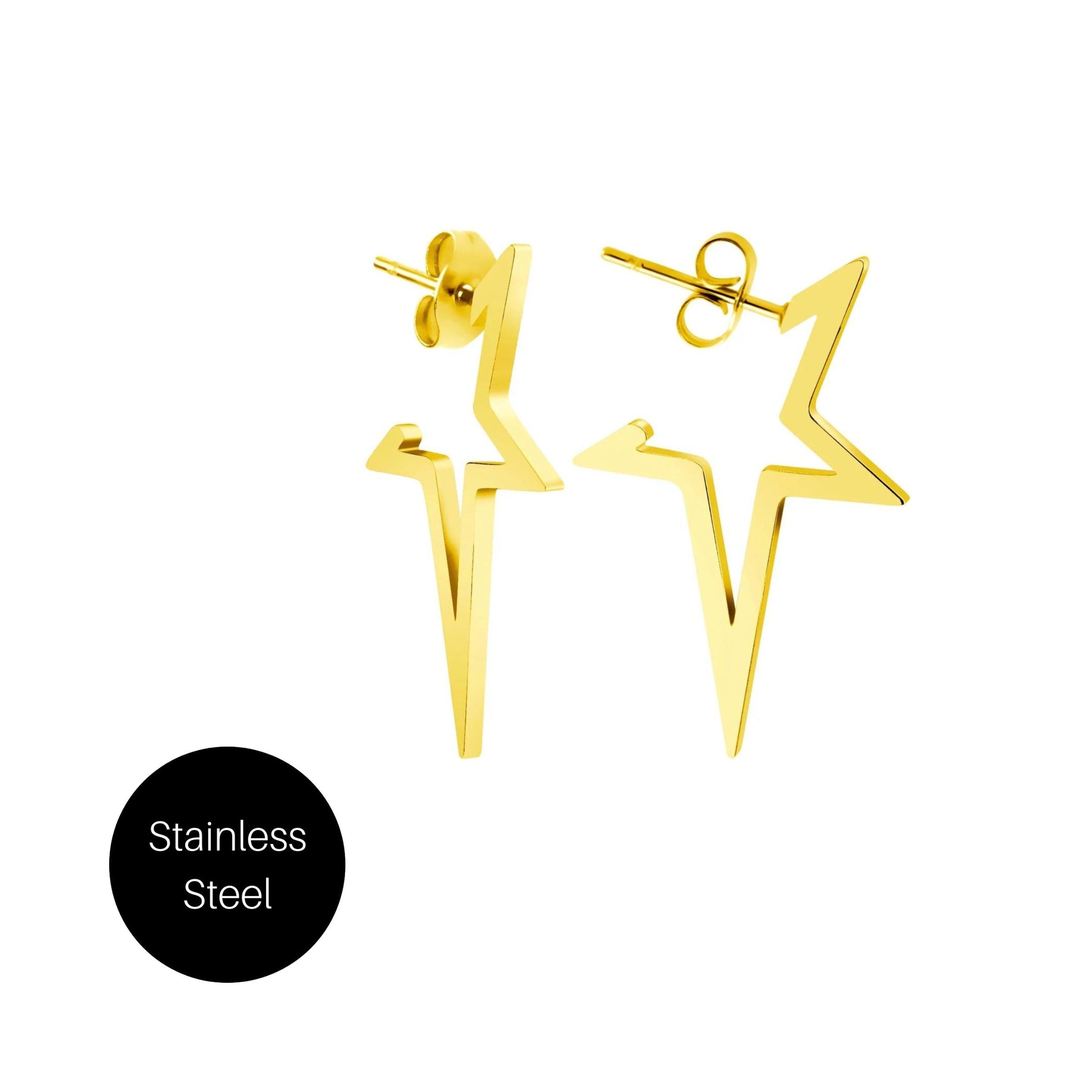 Pointed Star Earrings in Gold Besom Boutique