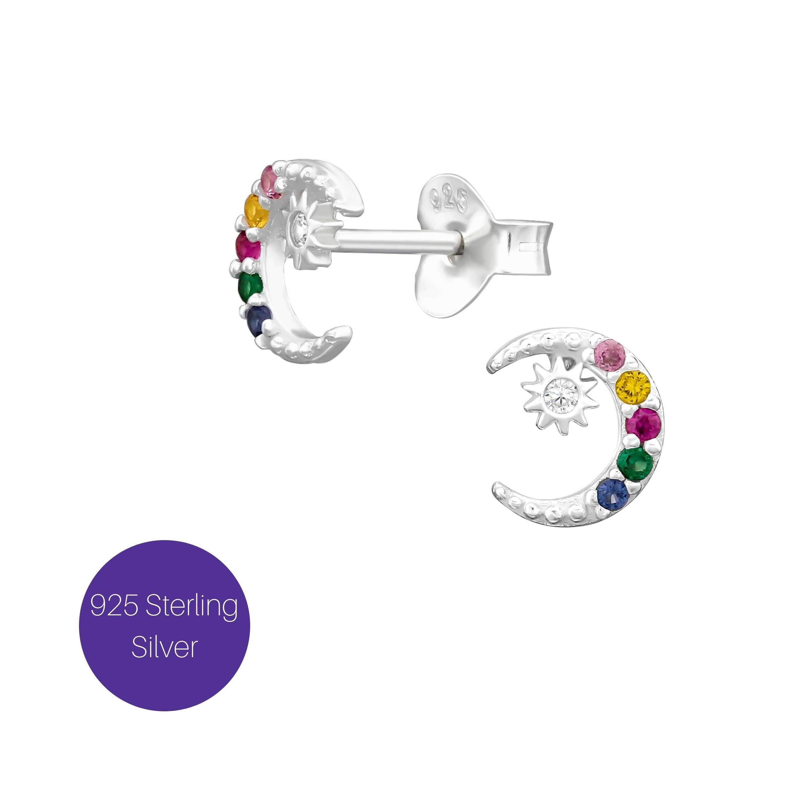 Rainbow Crescent Stud Earrings Besom Boutique