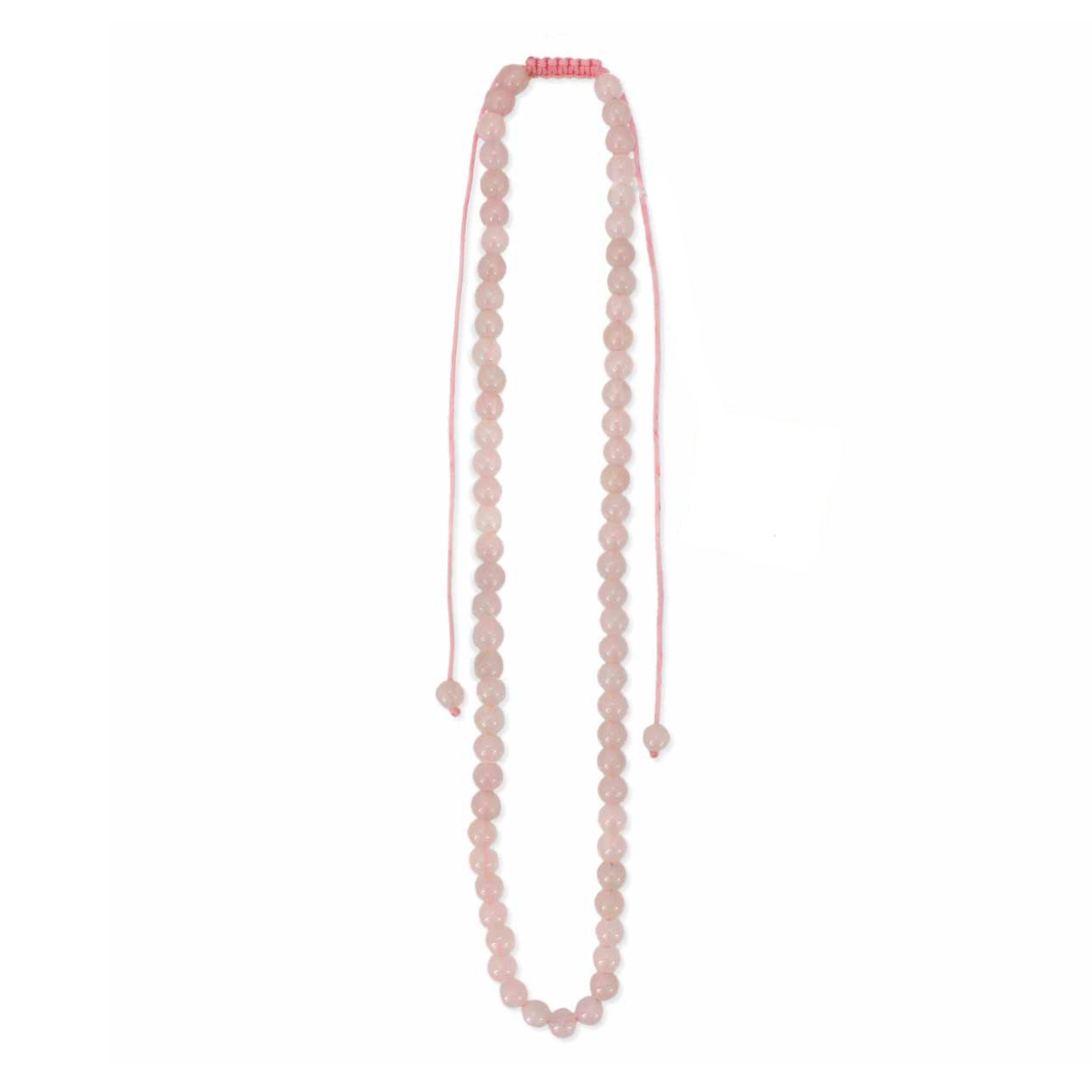 Rose Quartz Beaded Pull Cord Necklace Besom Boutique
