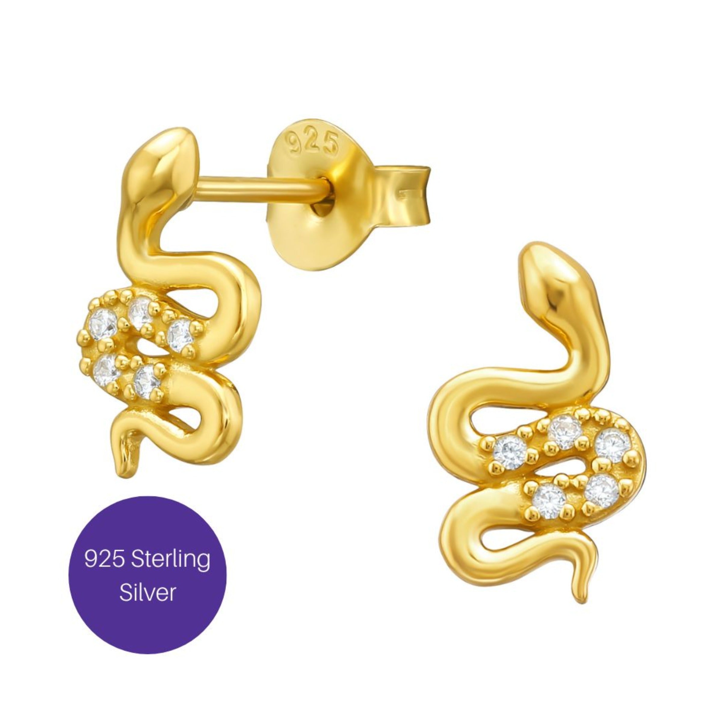 Snake Charmed Stud Earrings in Gold Besom Boutique