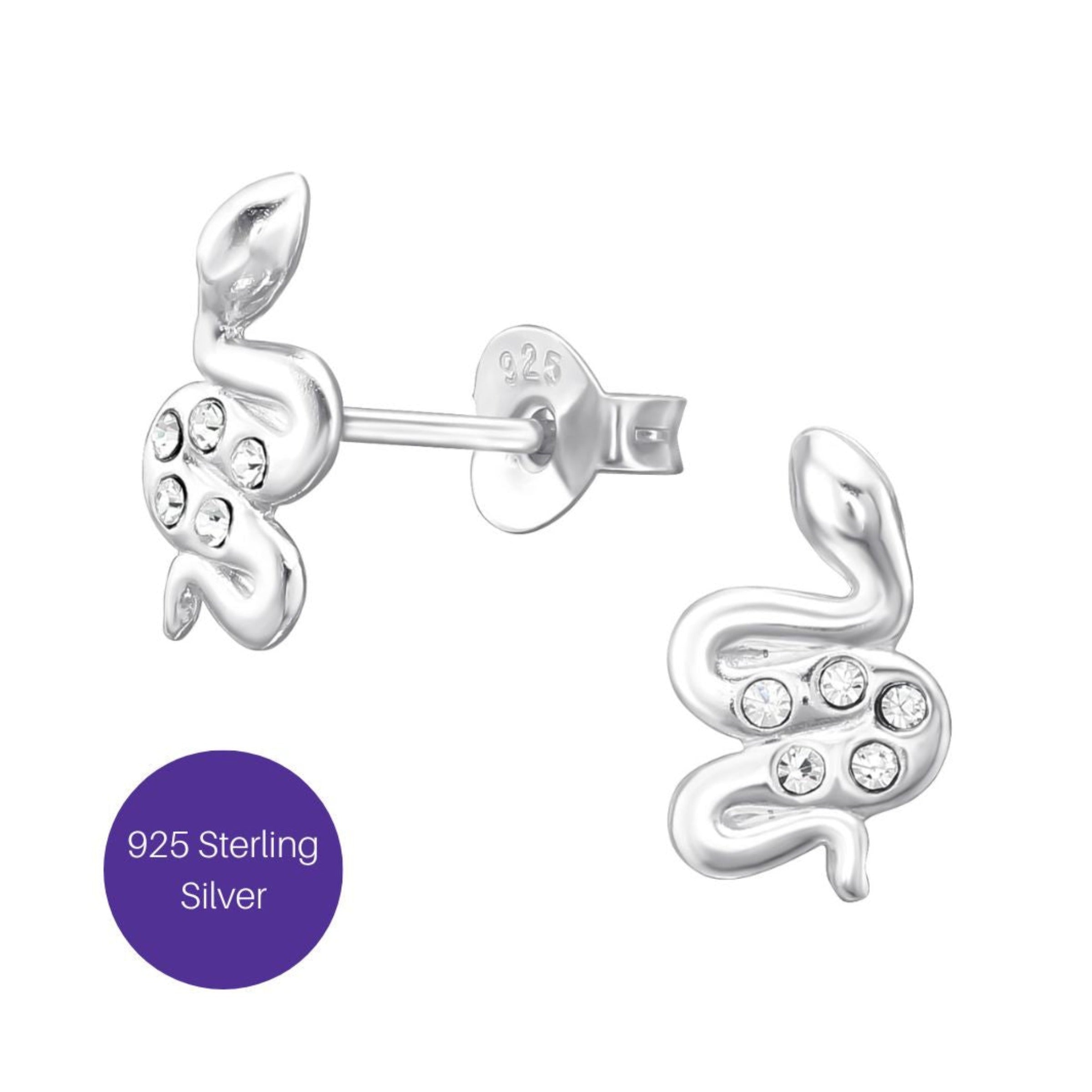 Snake Charmed Stud Earrings in Silver Besom Boutique