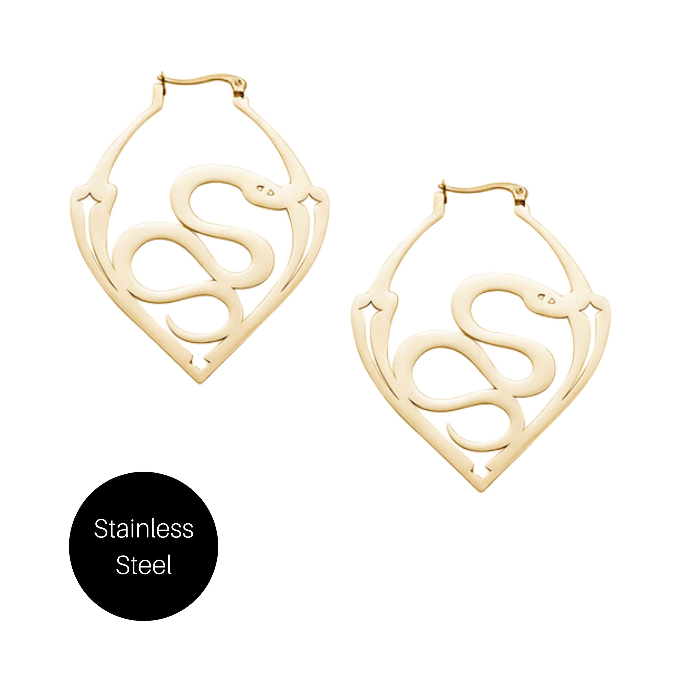 Snake Hoop Earrings in Gold Stainless Steel Besom Boutique