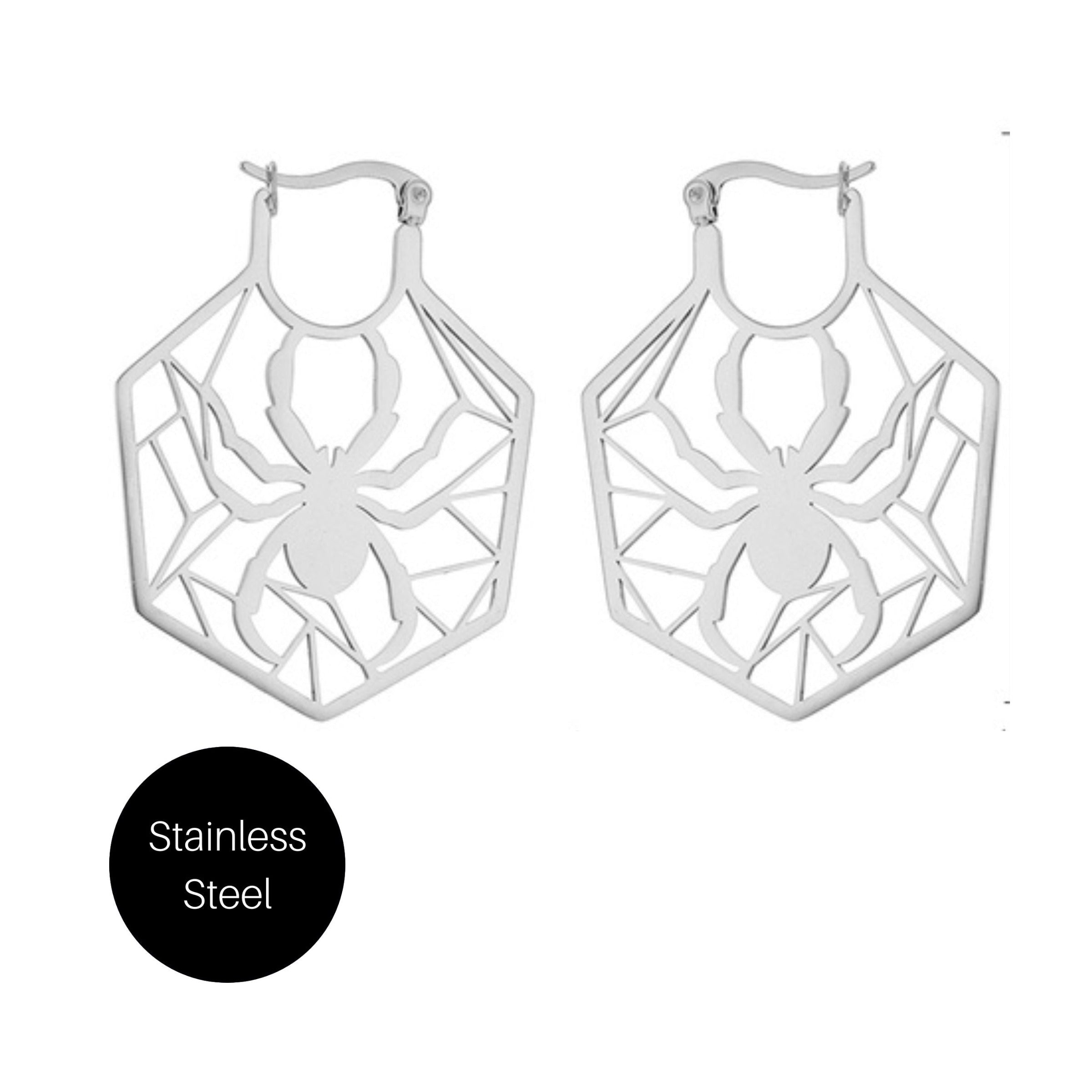 Spider Hoop Earrings in Stainless Steel Besom Boutique