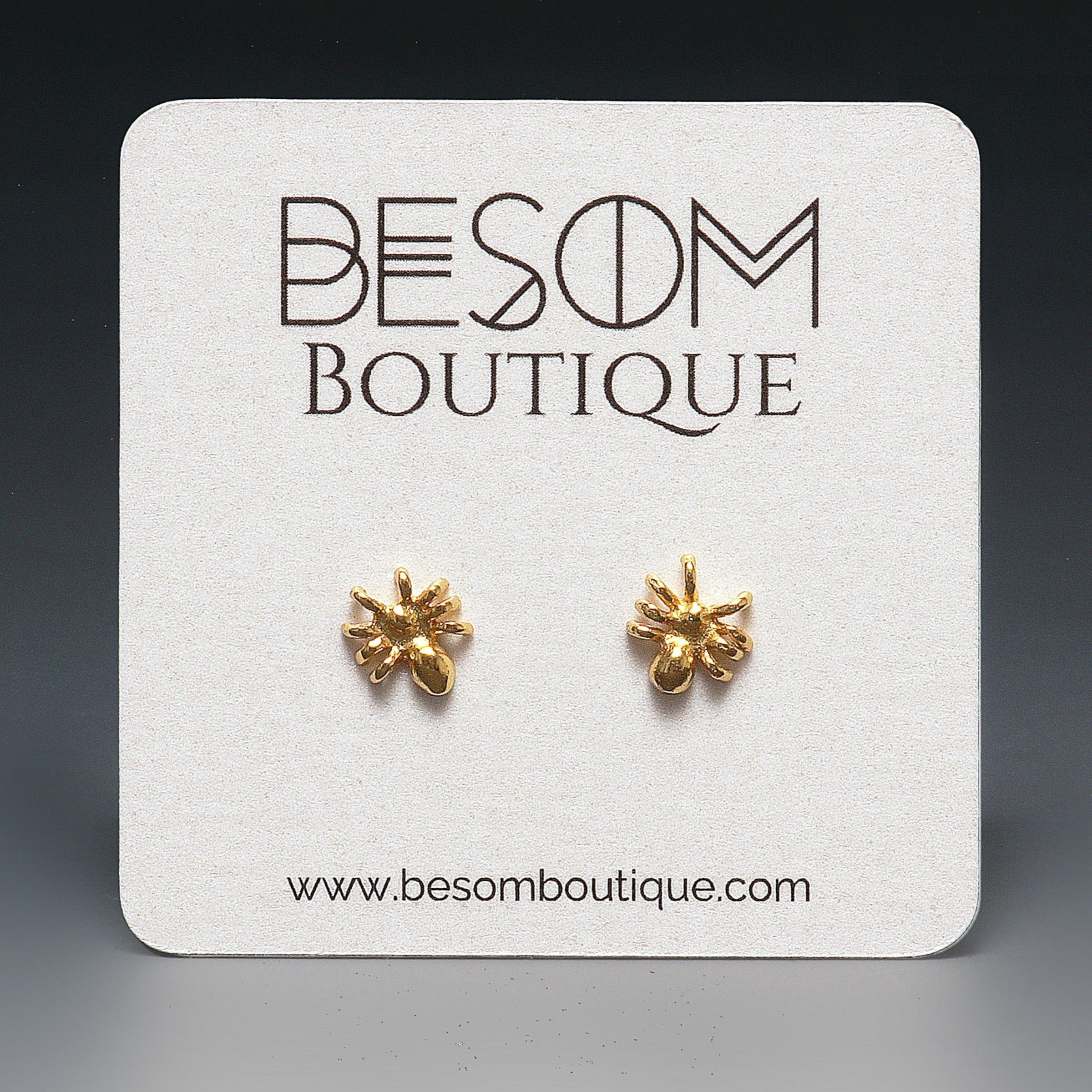 Spider Stud Earrings in Gold Besom Boutique