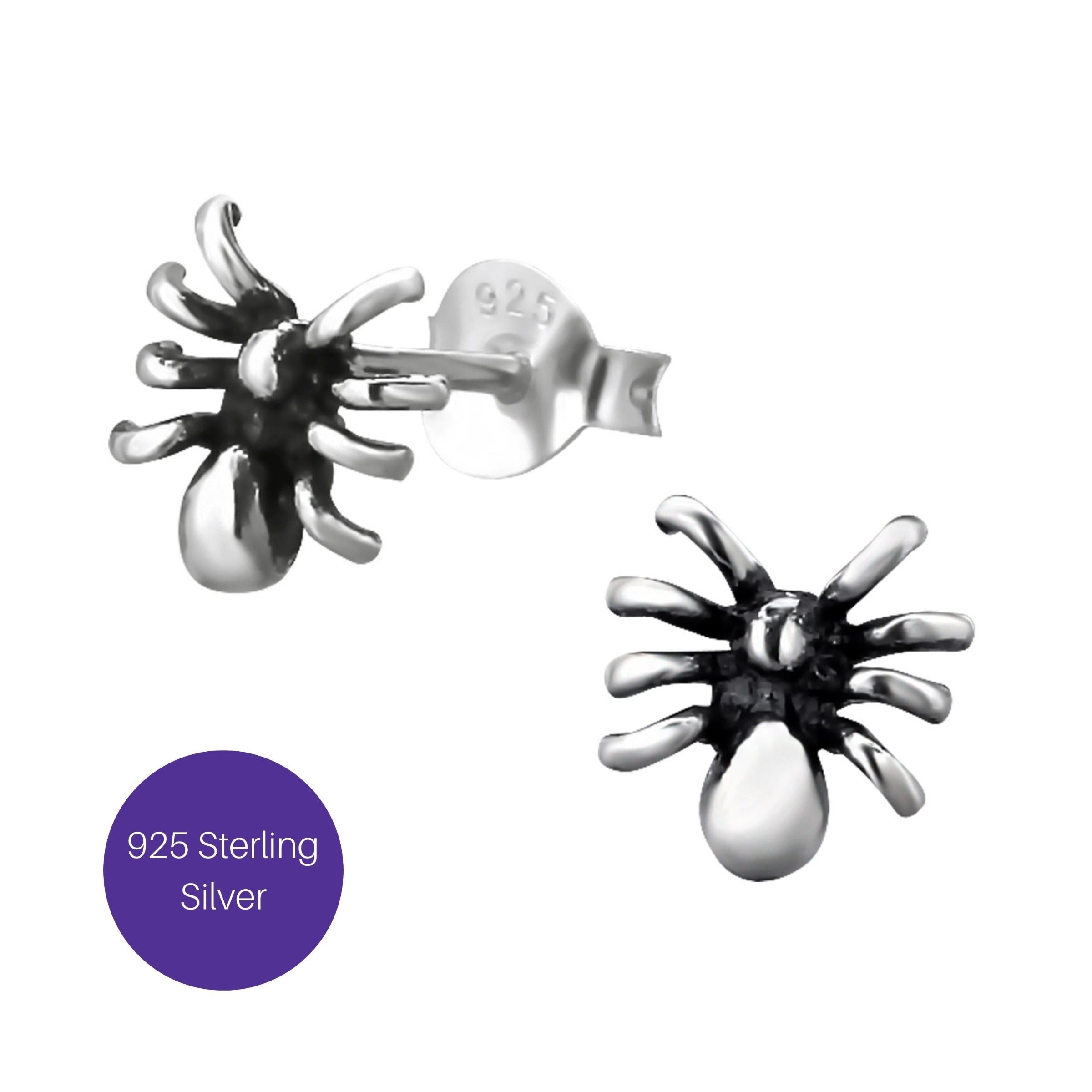 Spider Stud Earrings in Silver Besom Boutique