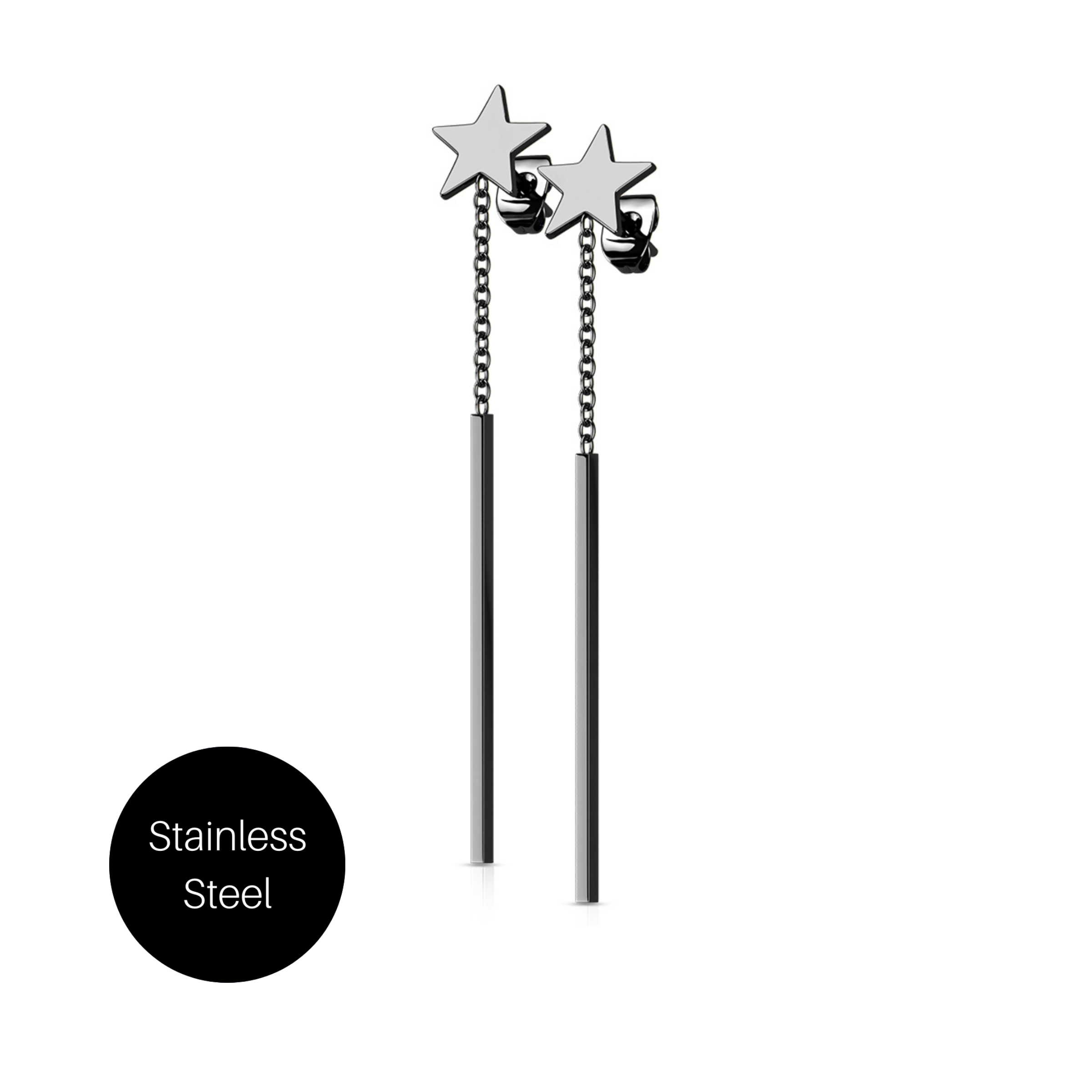 Star and Bar Dangle Studs in Black Besom Boutique