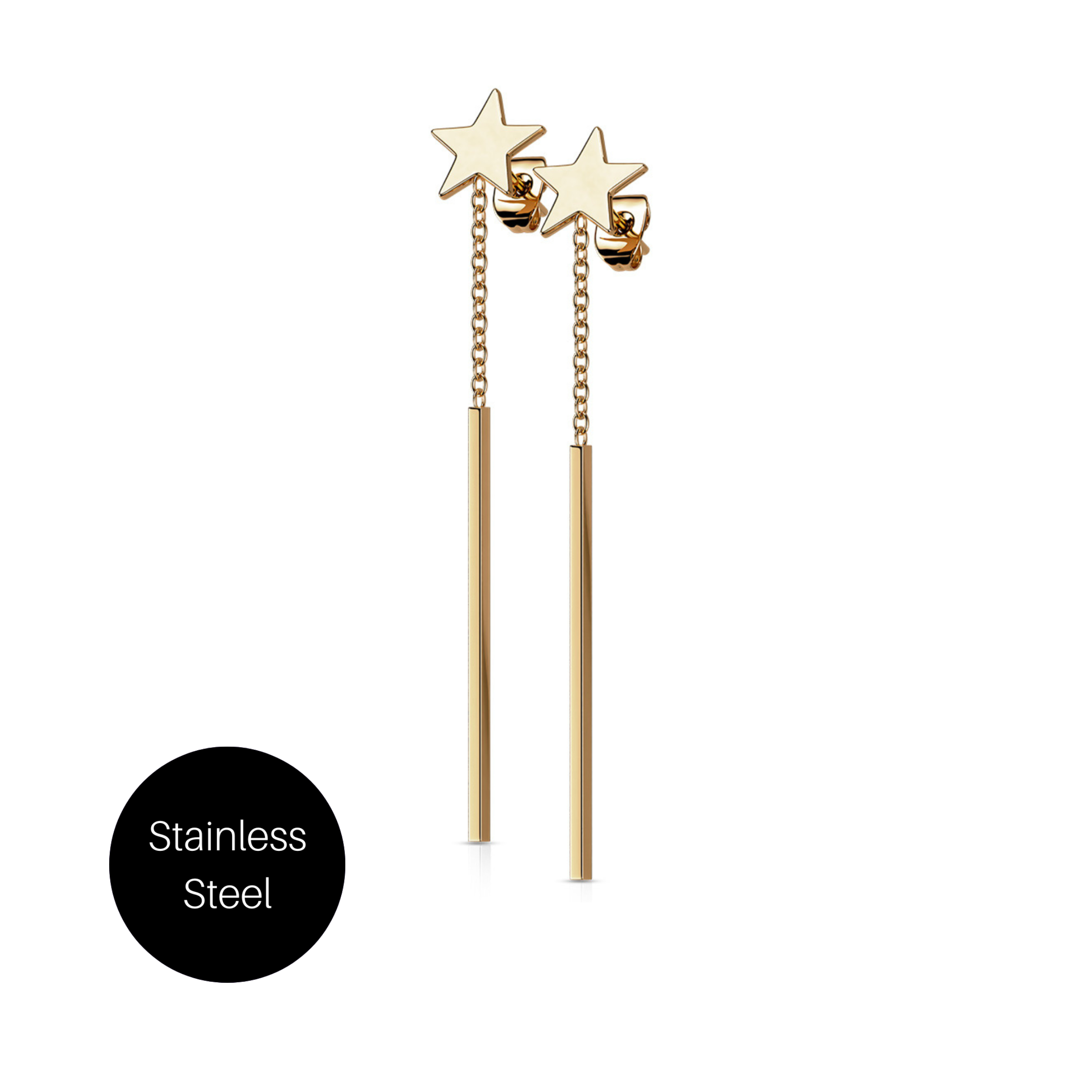 Star and Bar Dangle Studs in Rose Gold Besom Boutique