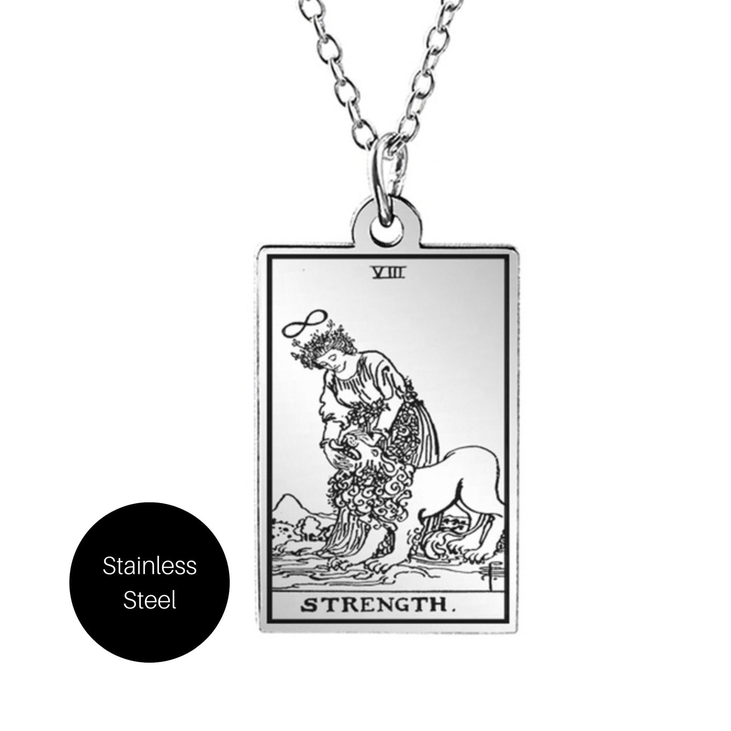 Strength- Tarot Card Necklace Besom Boutique