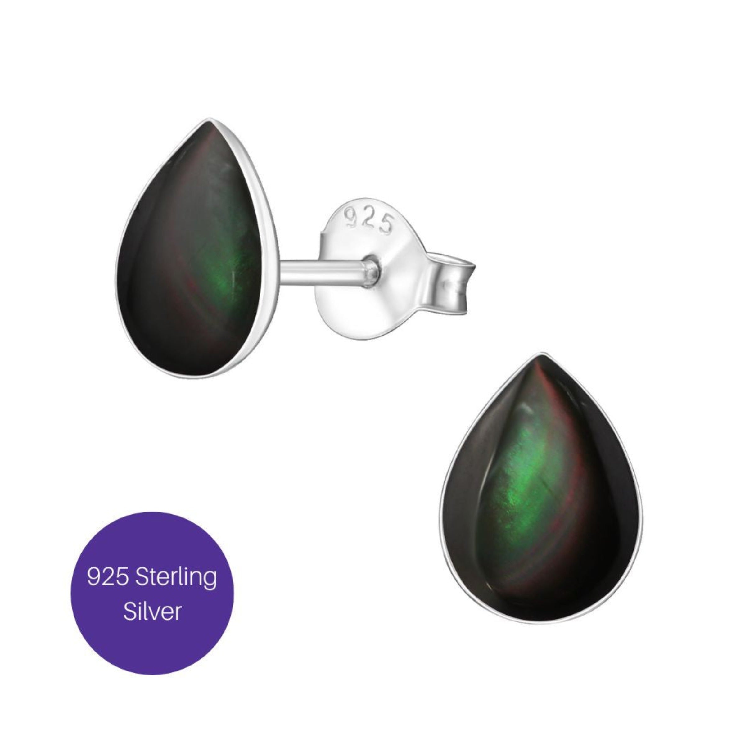 Tear Drop Stud Earrings in Black Shell Besom Boutique