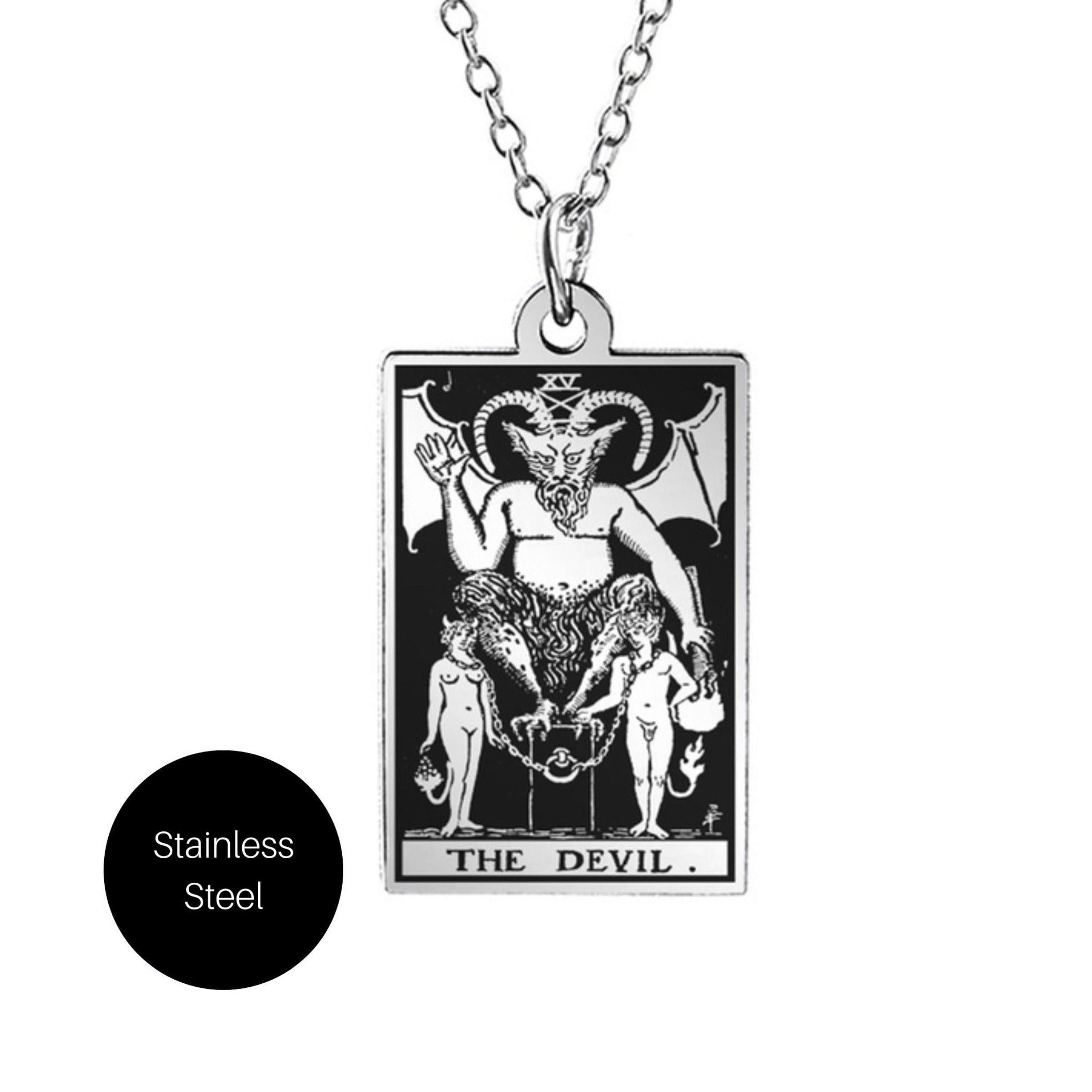 The Devil- Tarot Card Necklace Besom Boutique