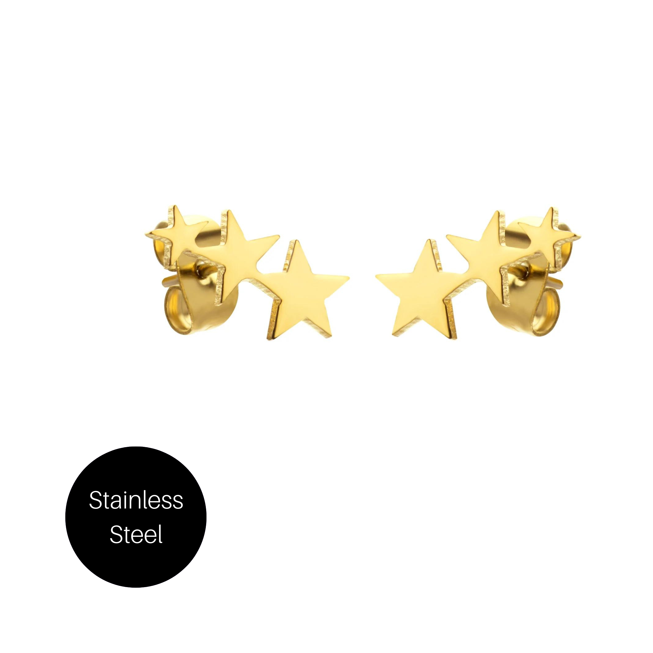 Triple Star Stud Earrings in Gold Stainless Besom Boutique